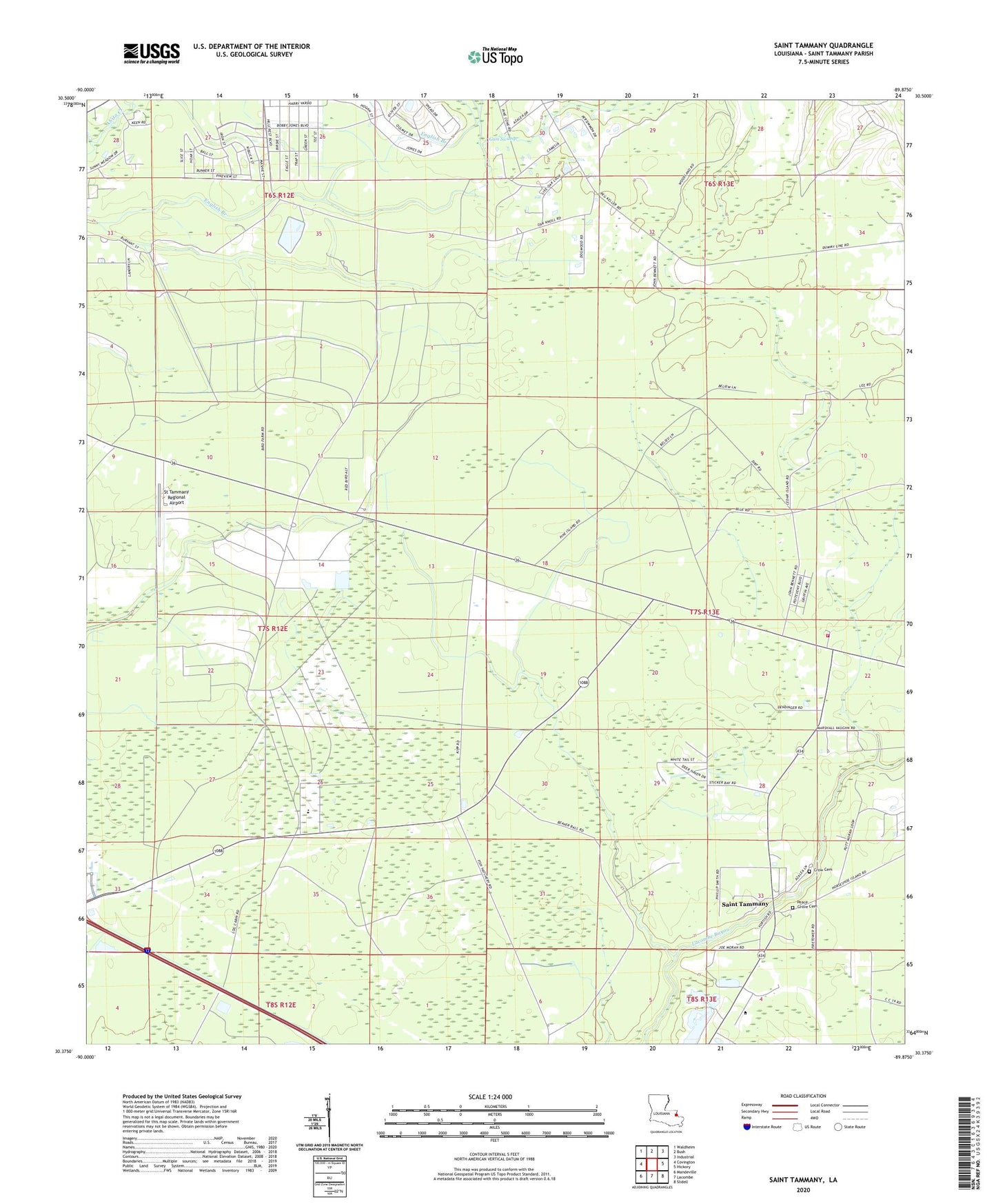 Saint Tammany Louisiana US Topo Map Image