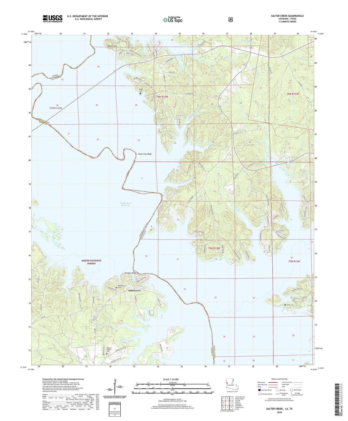 Salter Creek Louisiana US Topo Map Image