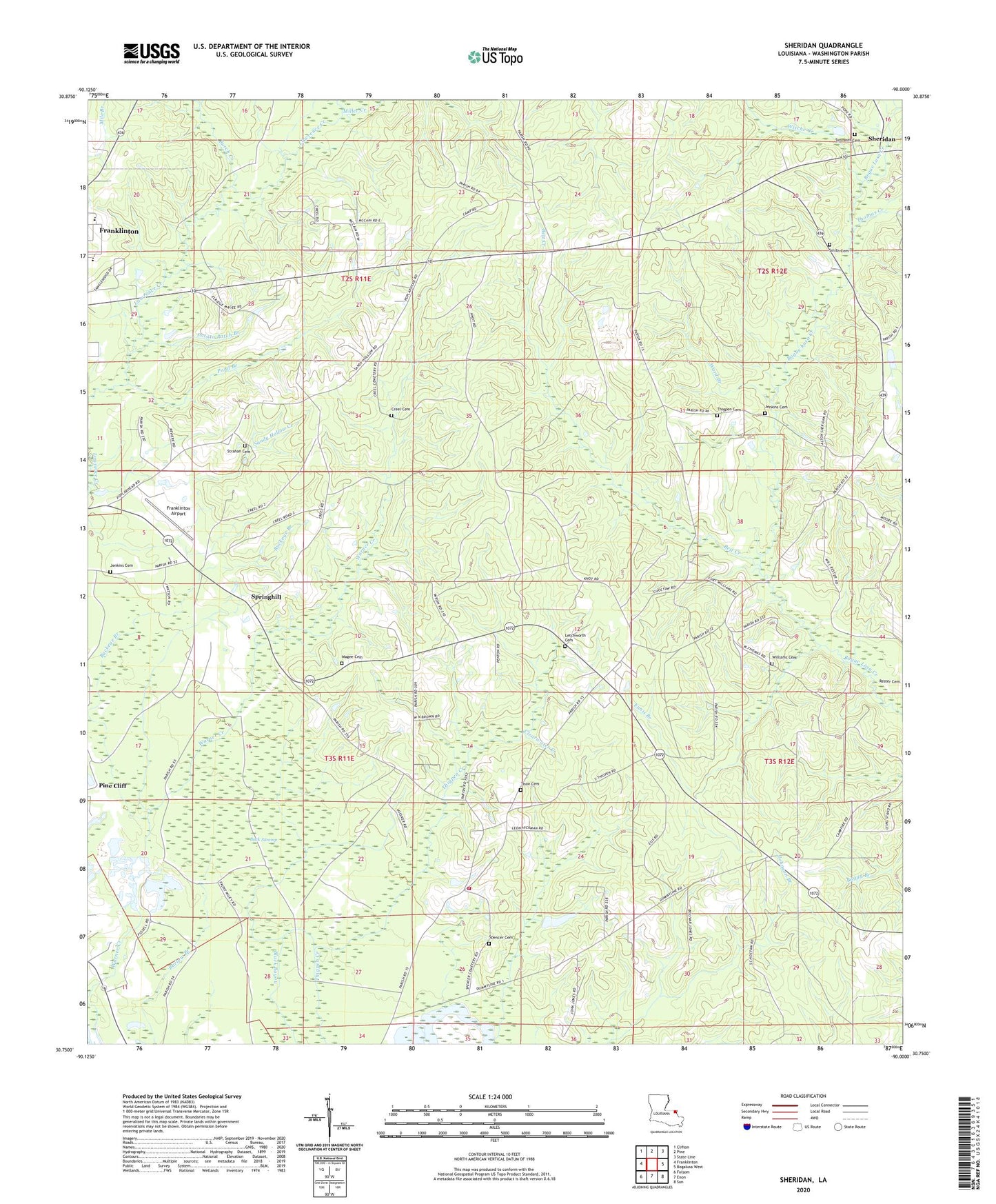 Sheridan Louisiana US Topo Map Image