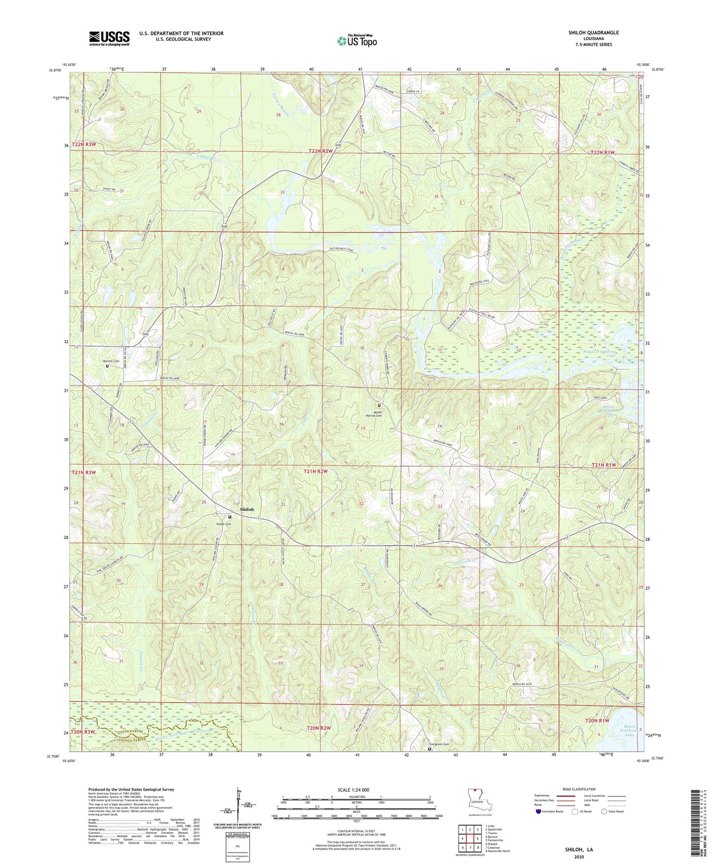 Shiloh Louisiana US Topo Map Image
