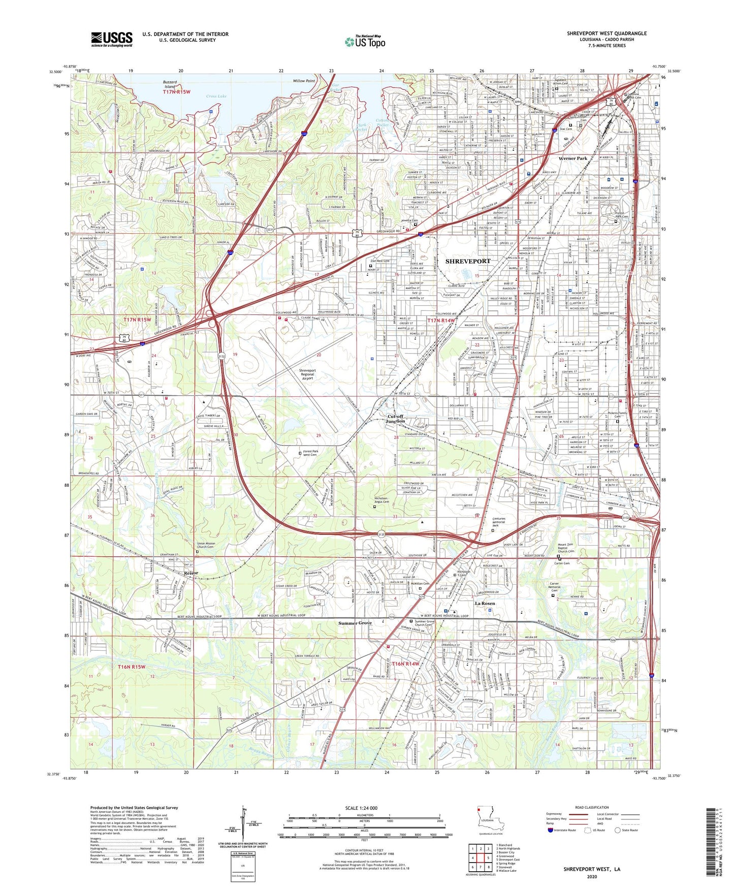 Shreveport West Louisiana US Topo Map Image