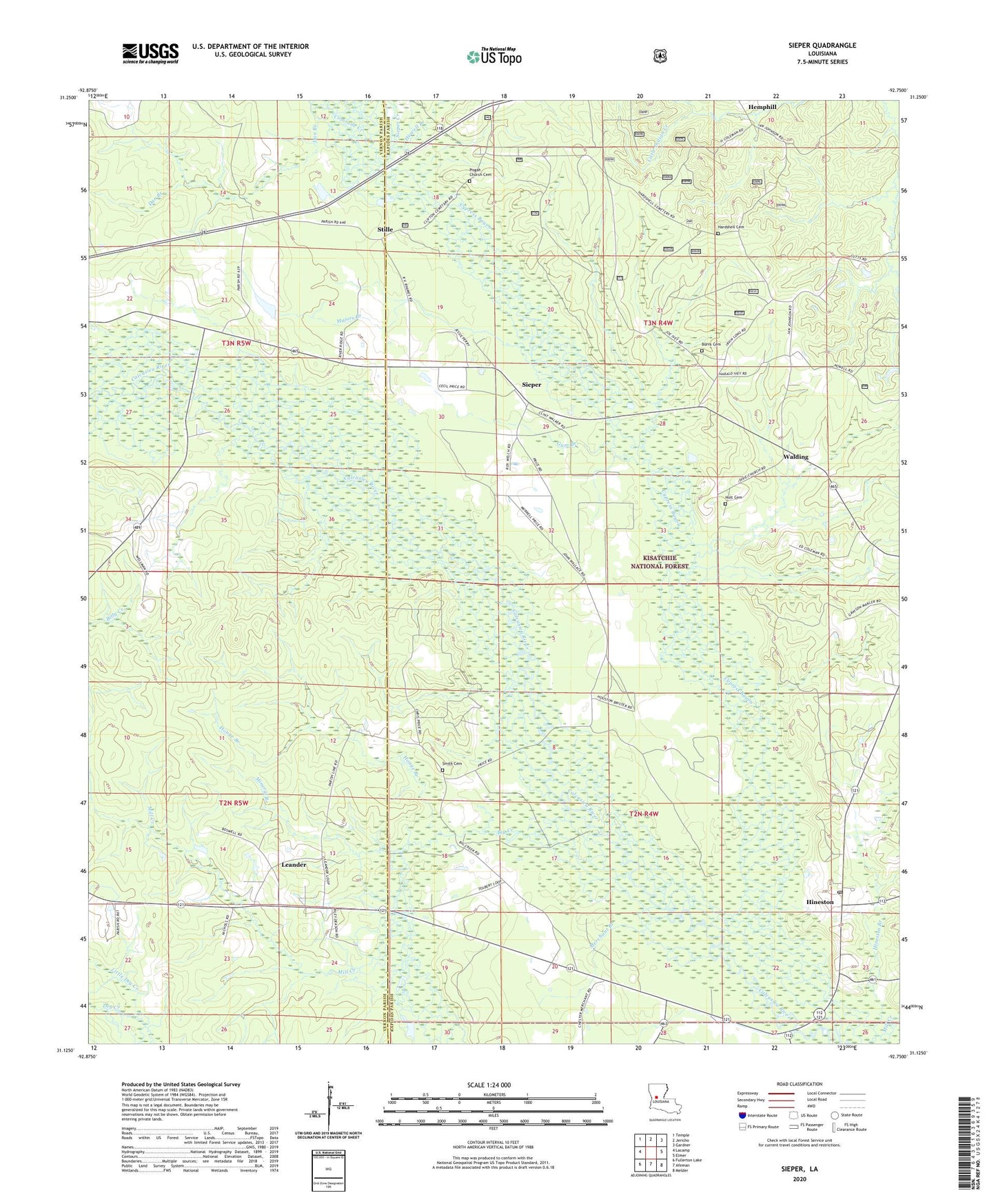 Sieper Louisiana US Topo Map Image