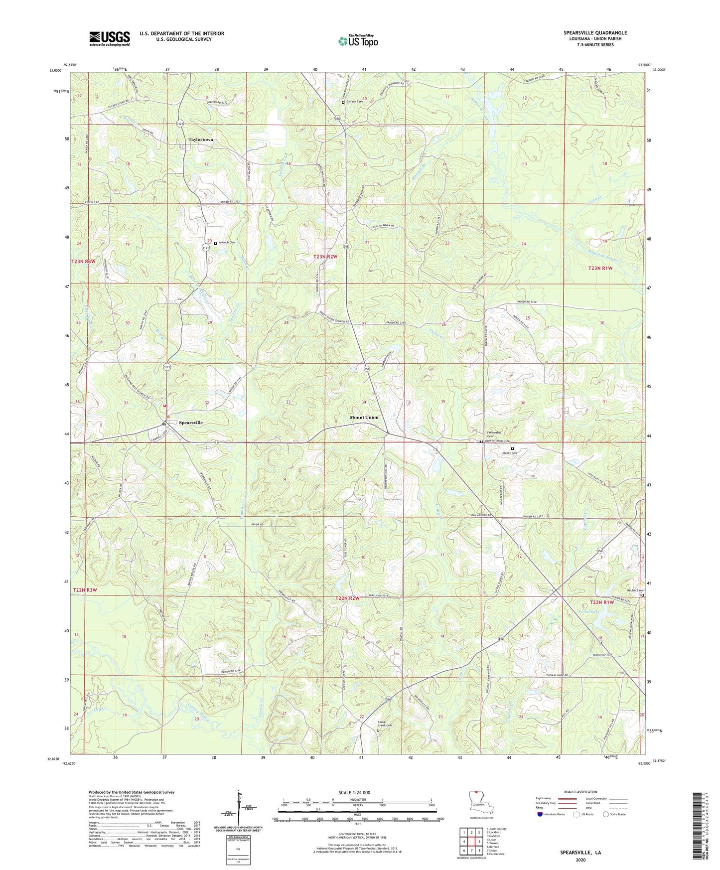 Spearsville Louisiana US Topo Map Image