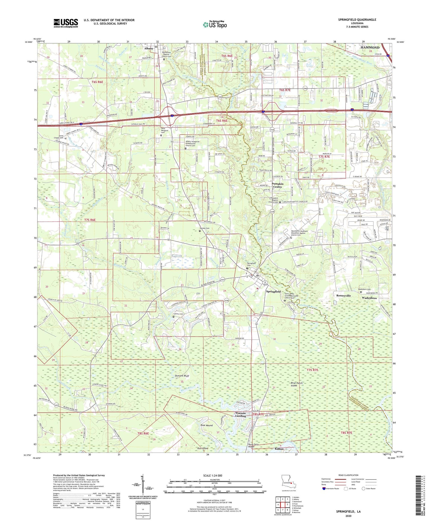 Springfield Louisiana US Topo Map Image
