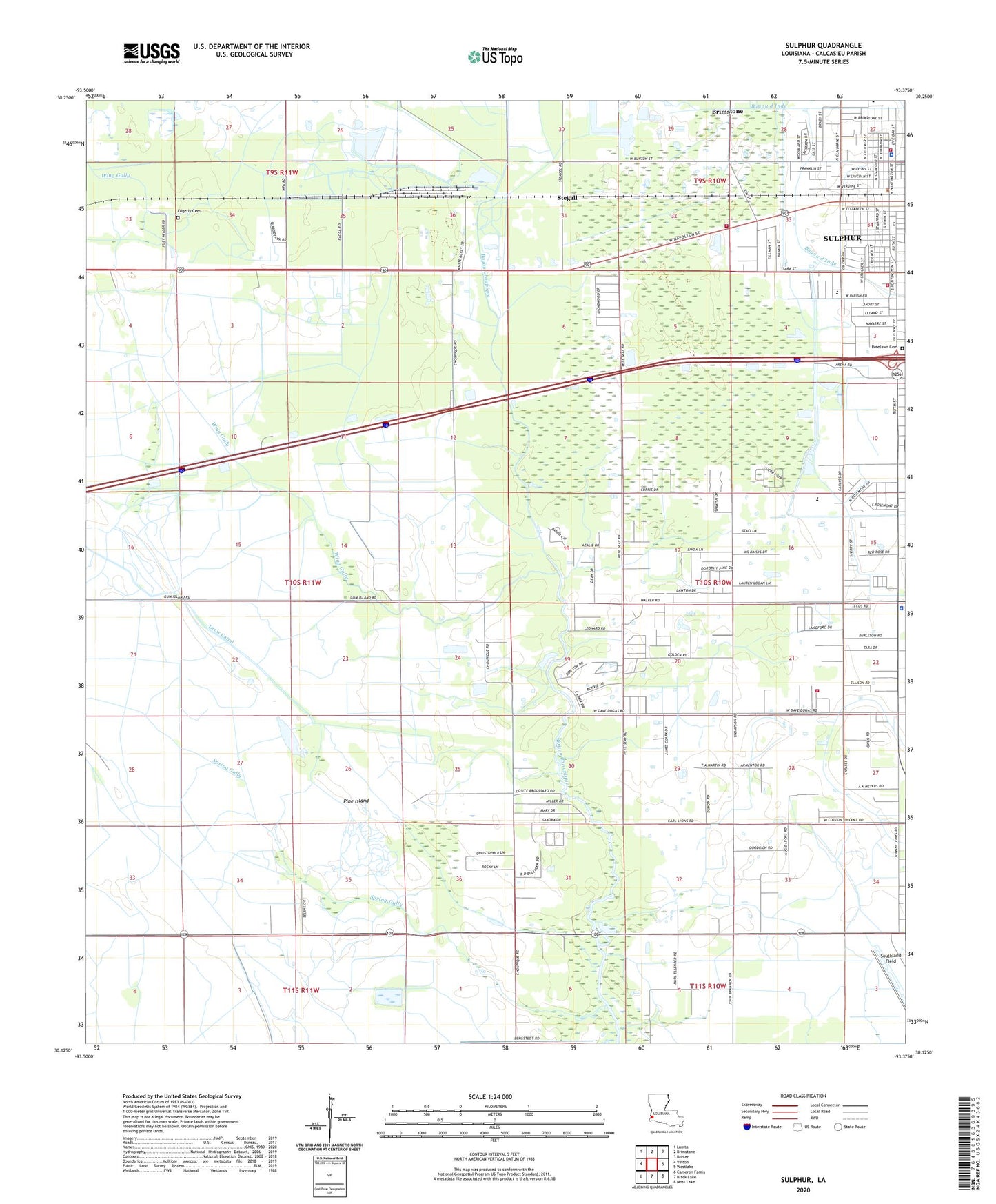 Sulphur Louisiana US Topo Map Image