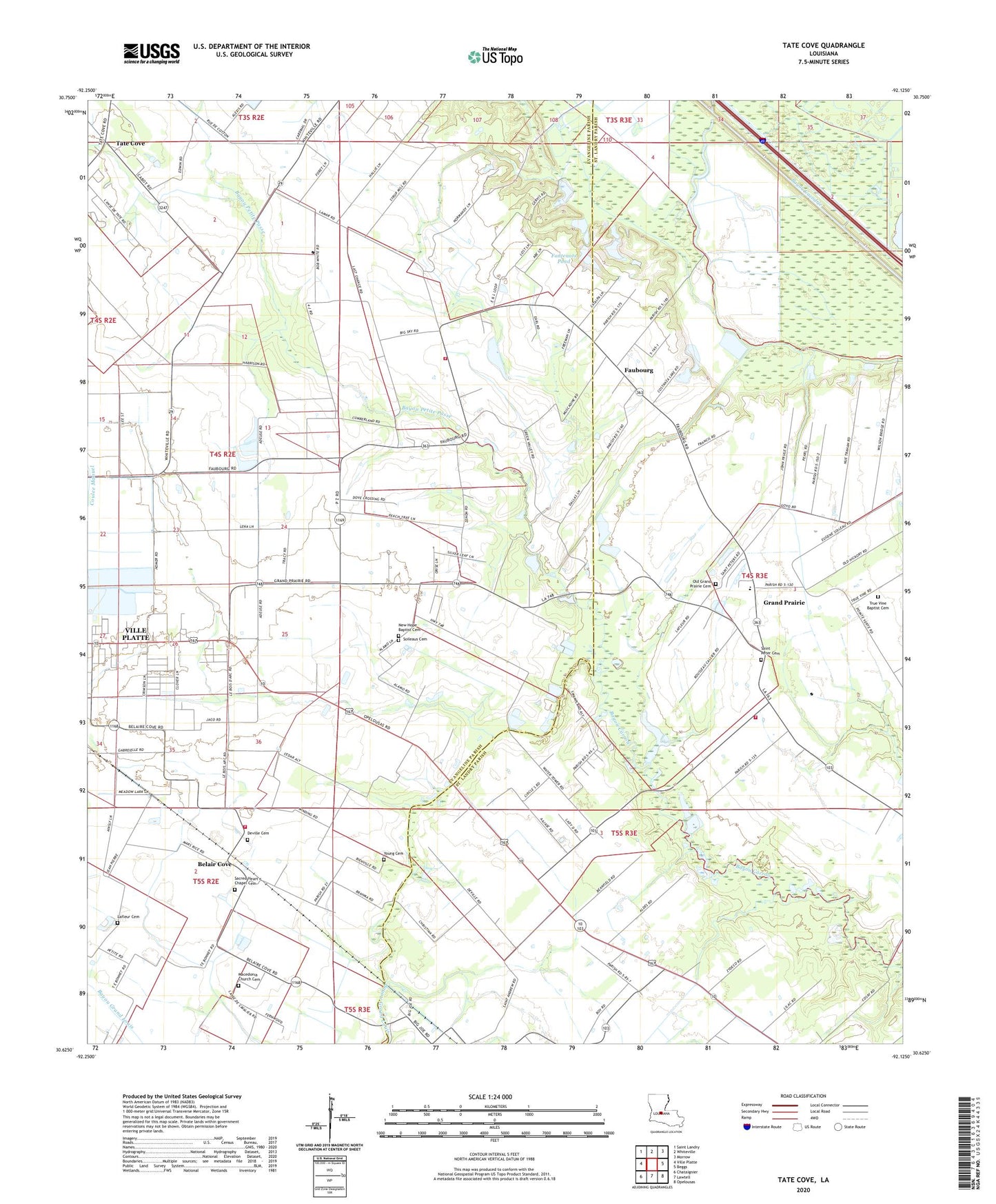Tate Cove Louisiana US Topo Map Image