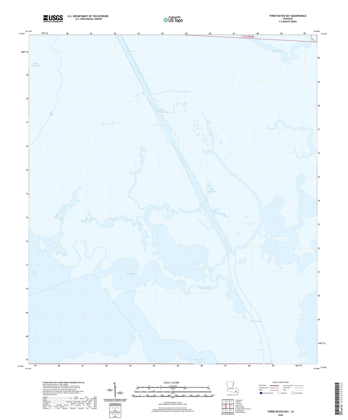 Three Bayou Bay Louisiana US Topo Map Image