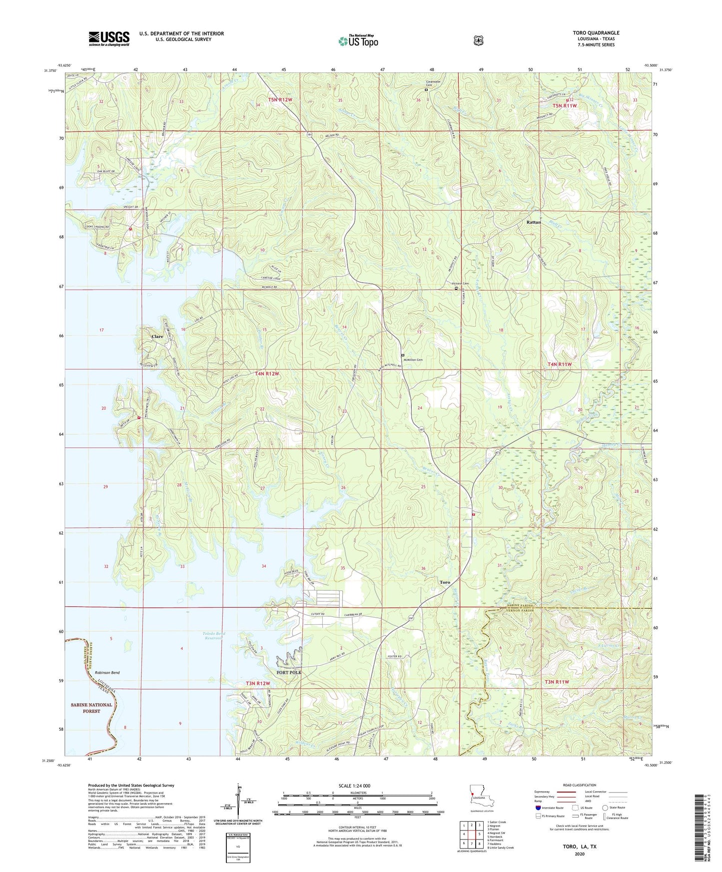 Toro Louisiana US Topo Map Image