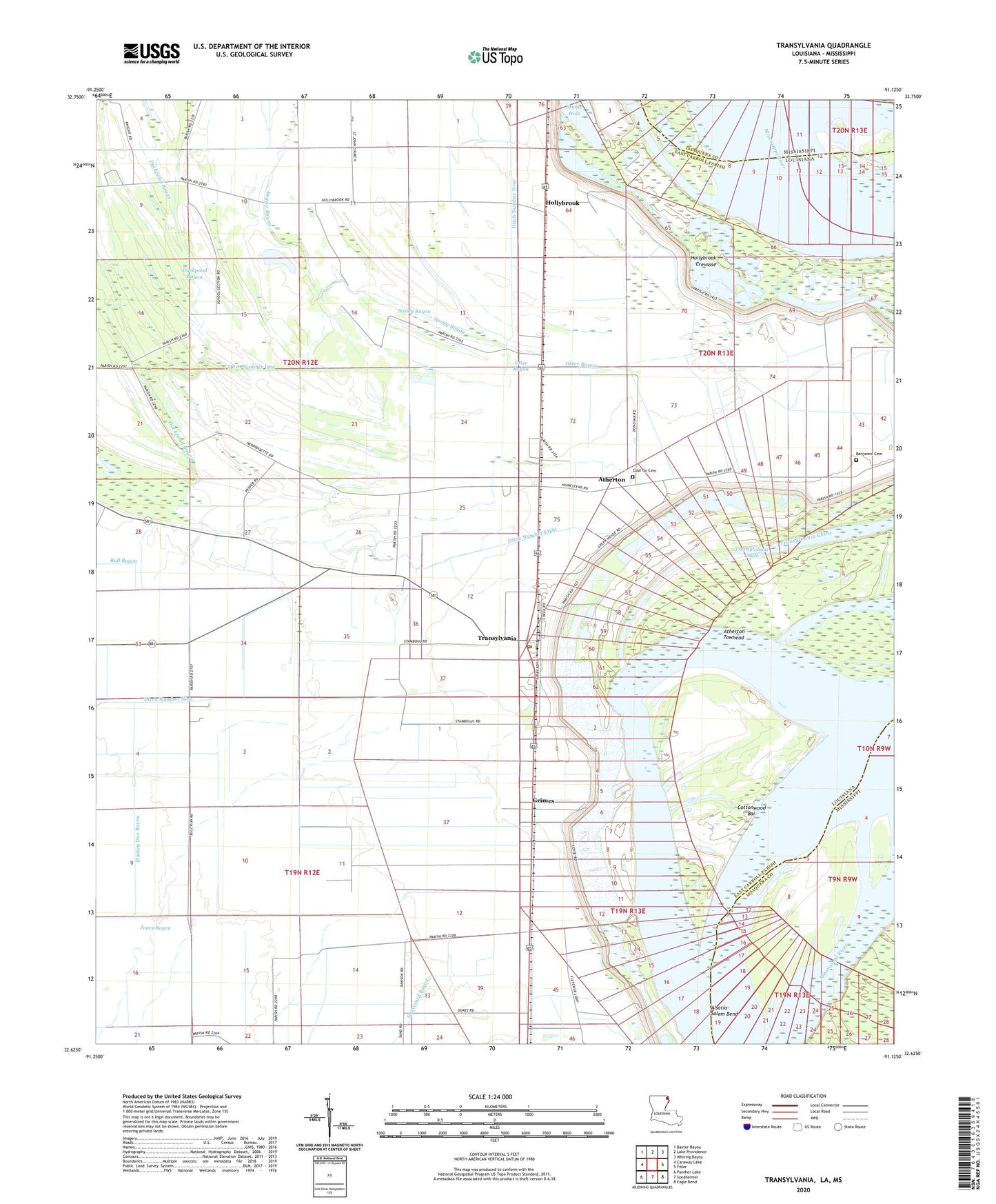 Transylvania Louisiana US Topo Map Image