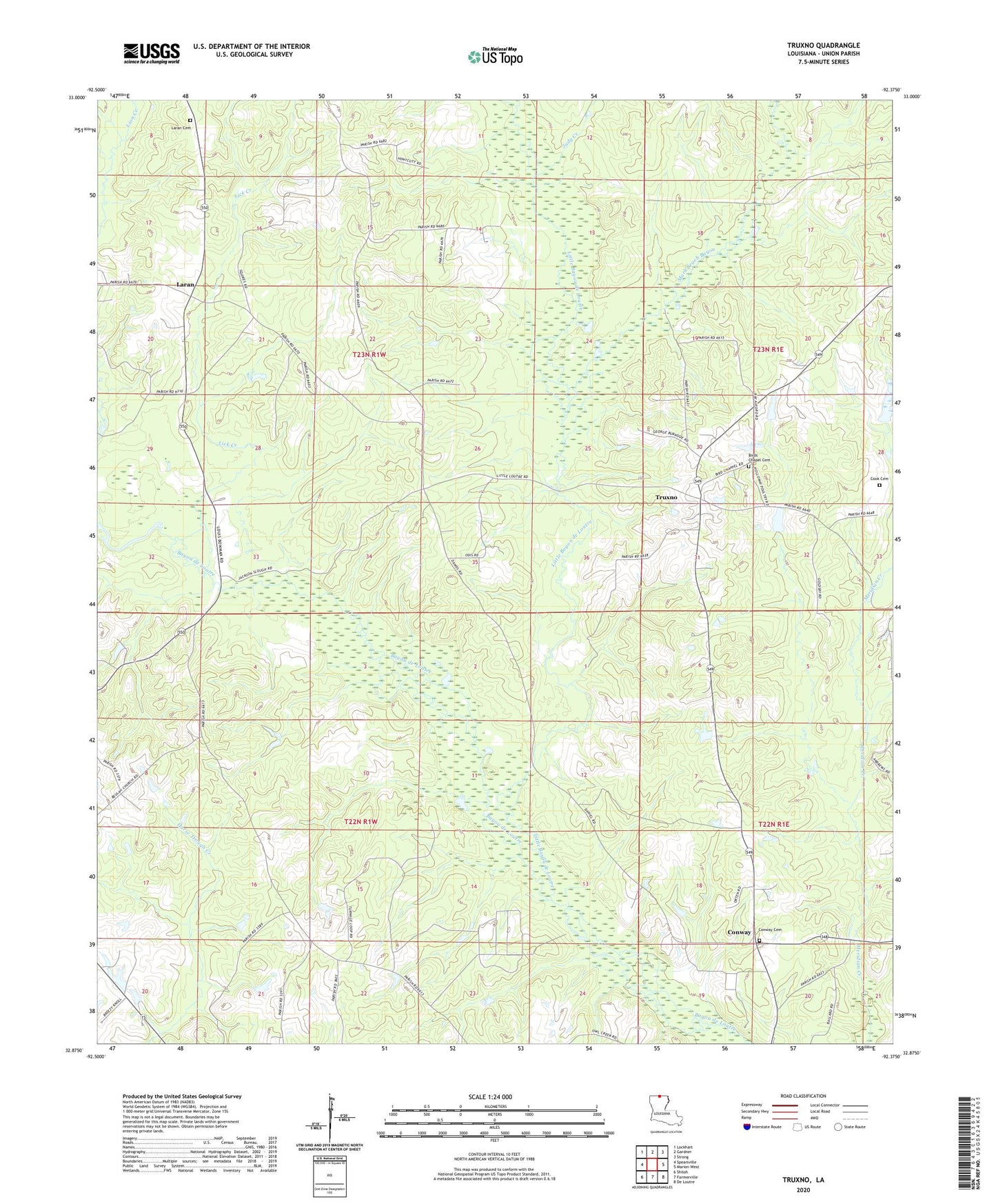Truxno Louisiana US Topo Map Image