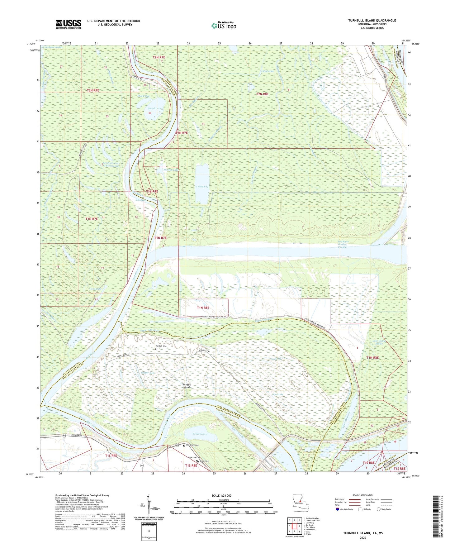 Turnbull Island Louisiana US Topo Map Image