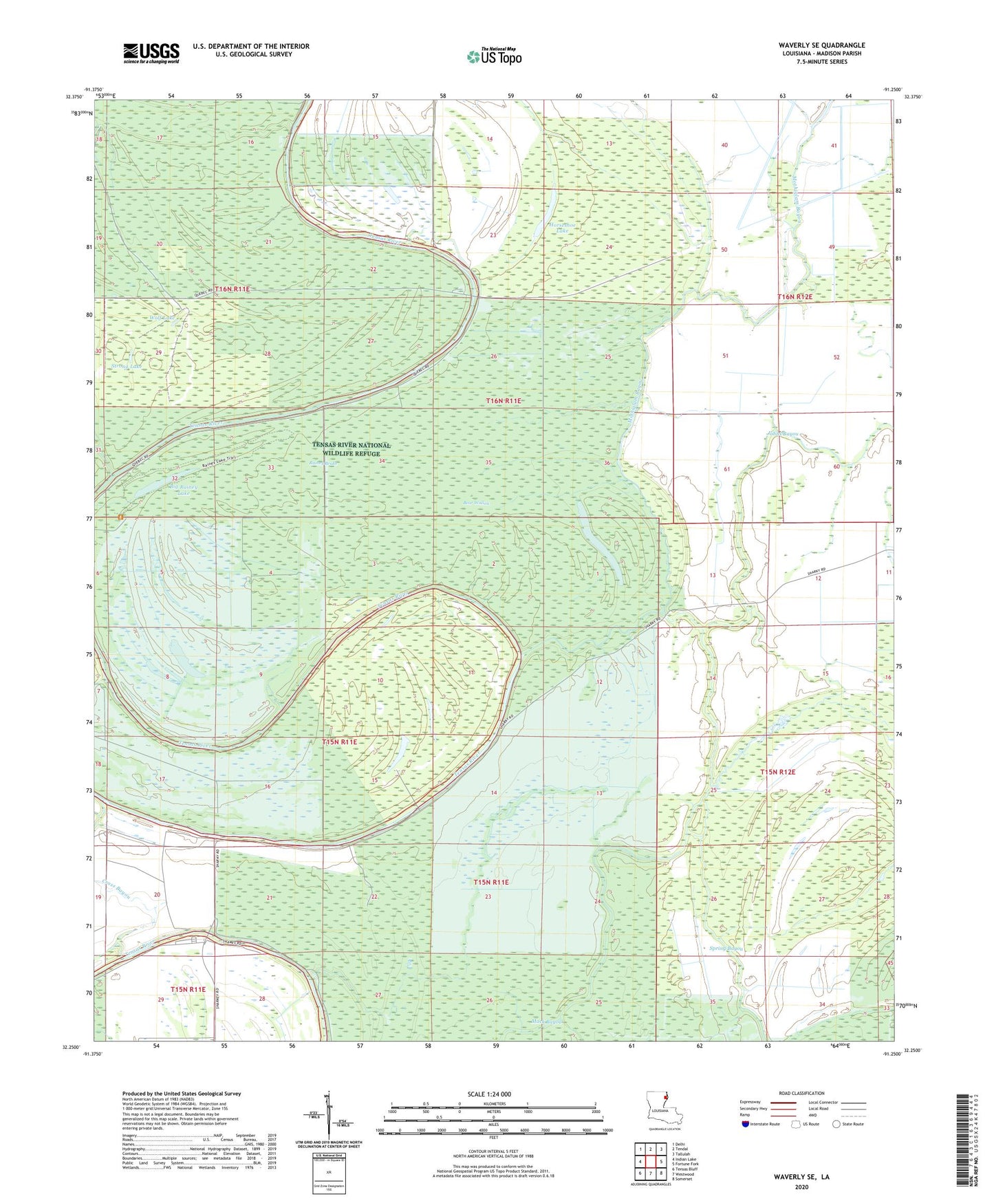 Waverly SE Louisiana US Topo Map Image