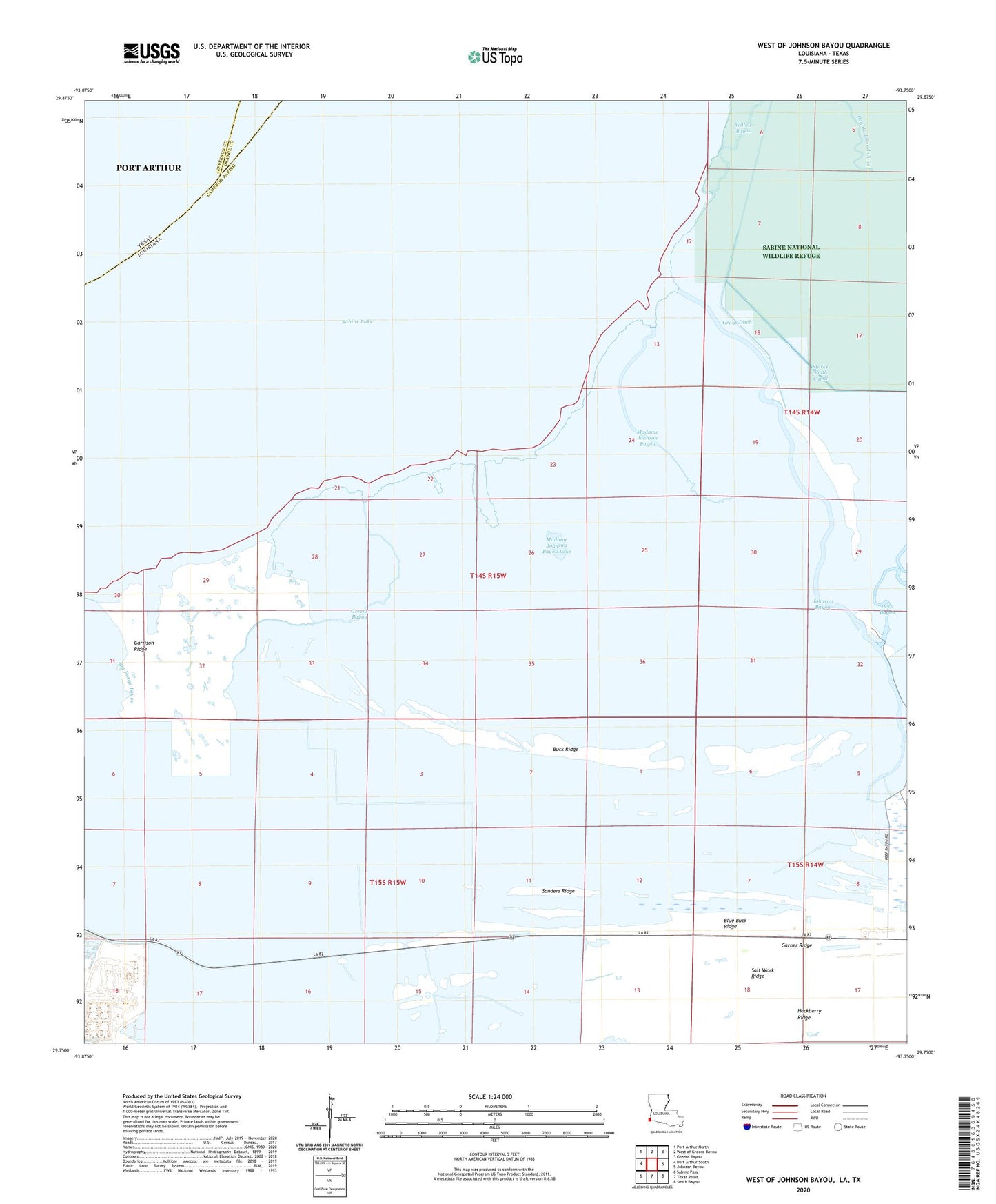 West of Johnson Bayou Louisiana US Topo Map Image