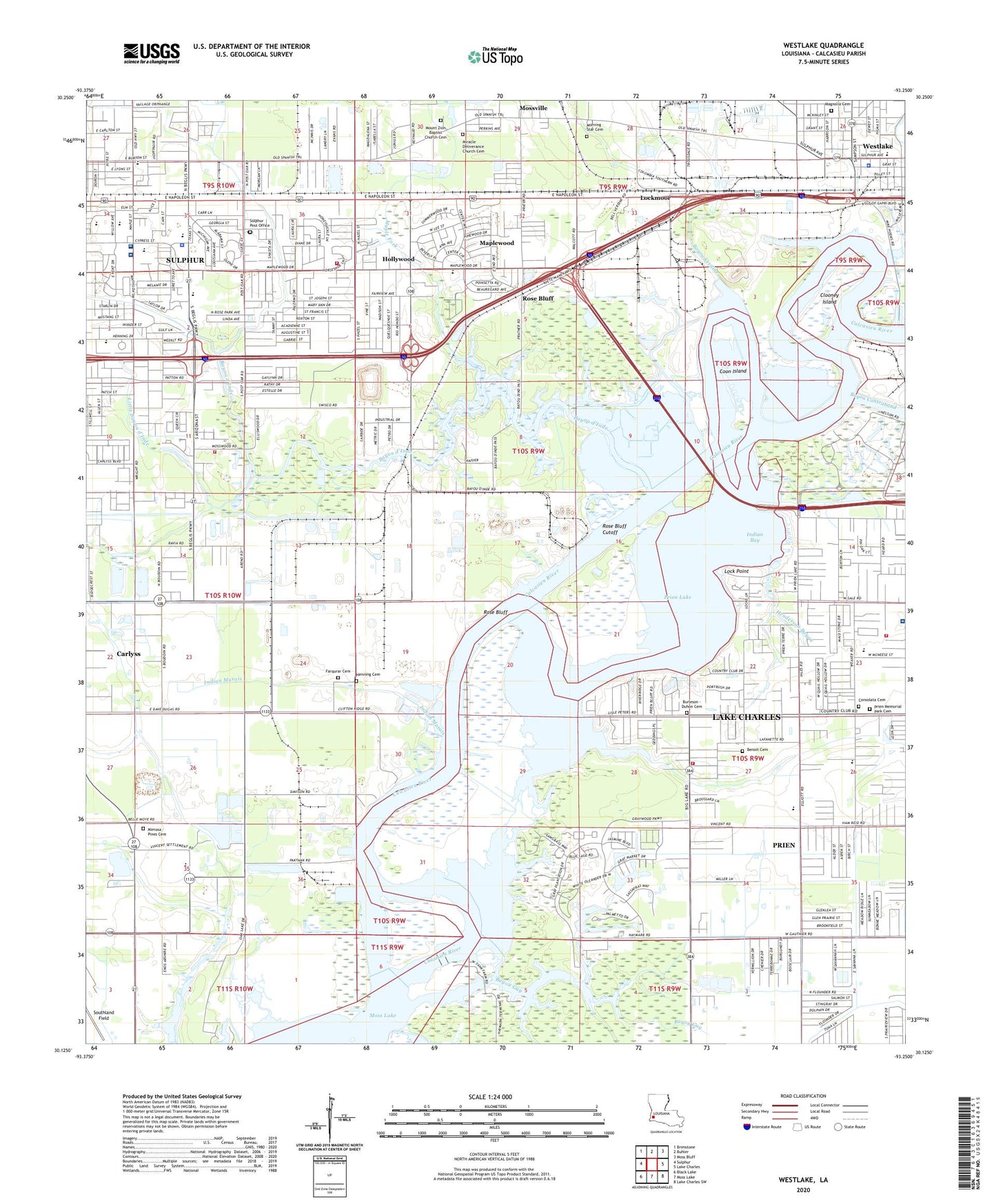 Westlake Louisiana US Topo Map Image