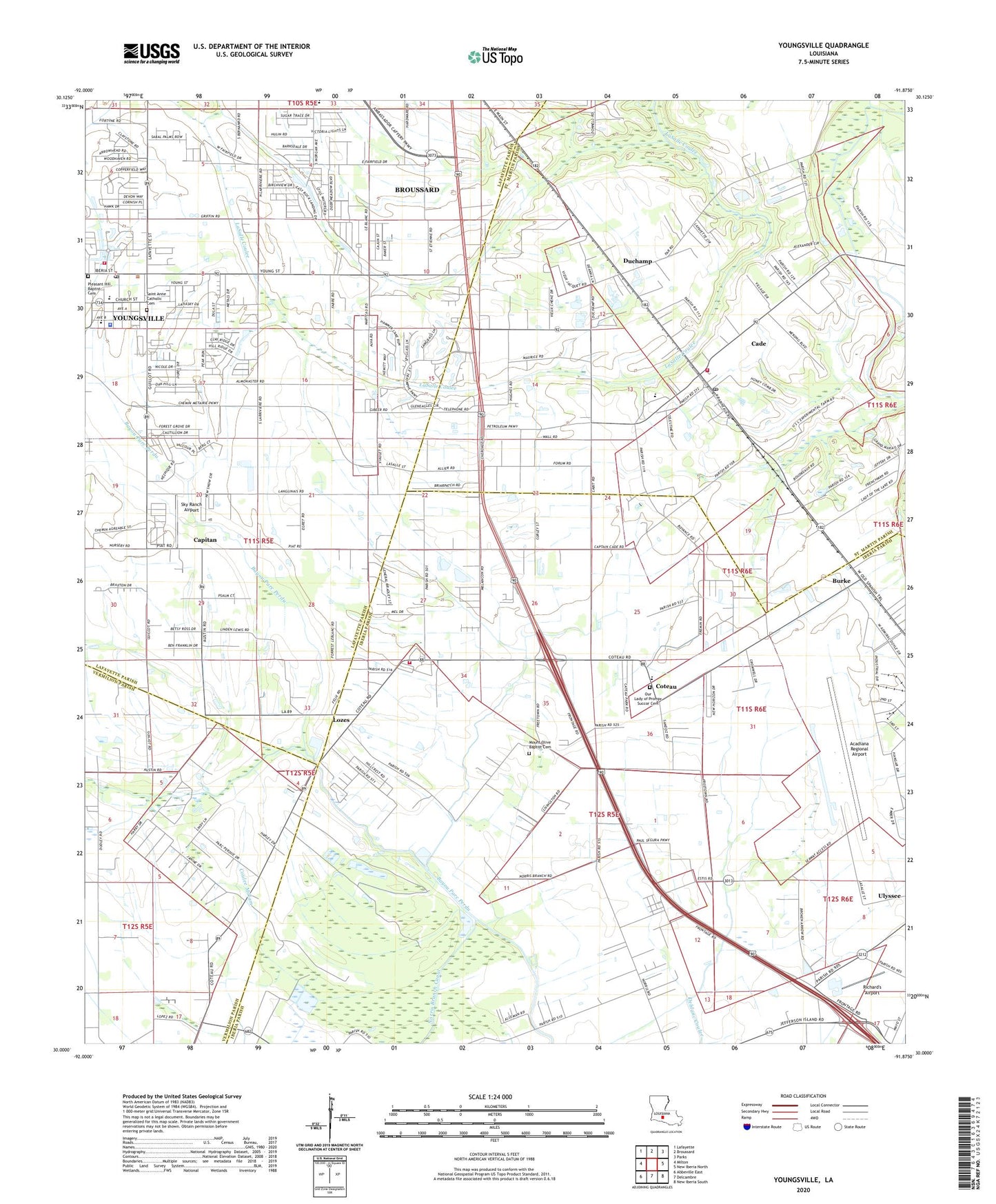 Youngsville Louisiana US Topo Map Image