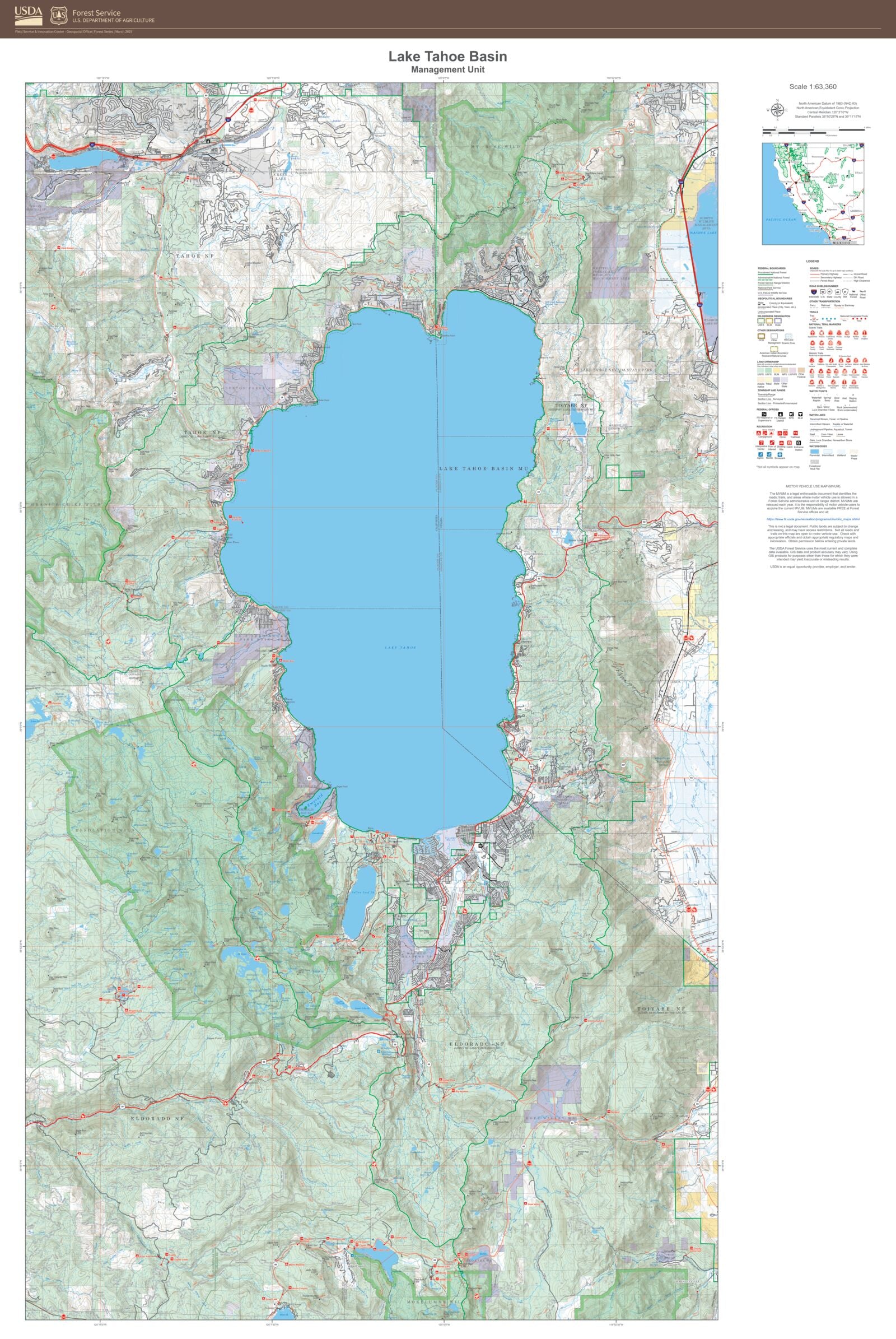 Lake Tahoe Basin Management Unit Map – MyTopo Map Store