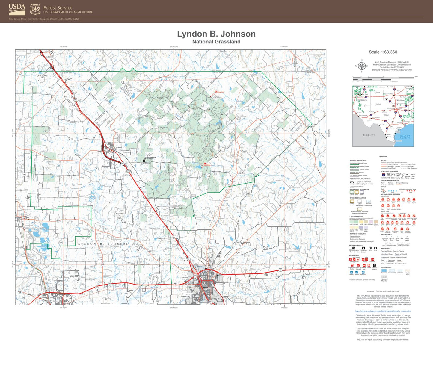 Lyndon B Johnson National Grassland Map