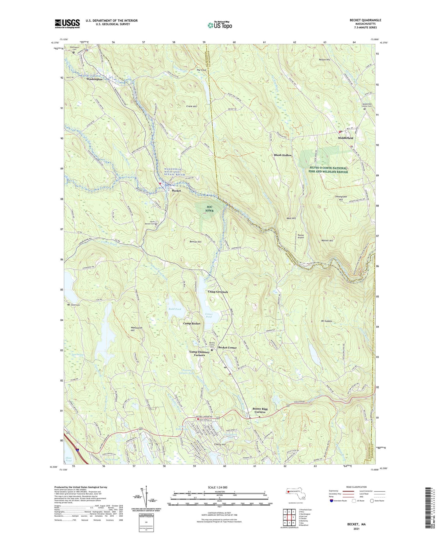Becket Massachusetts US Topo Map Image