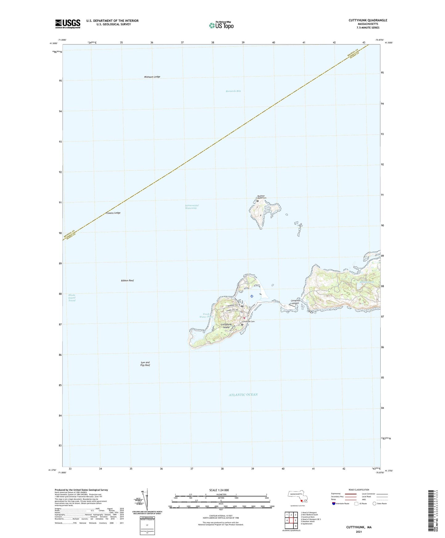 Cuttyhunk Massachusetts US Topo Map Image