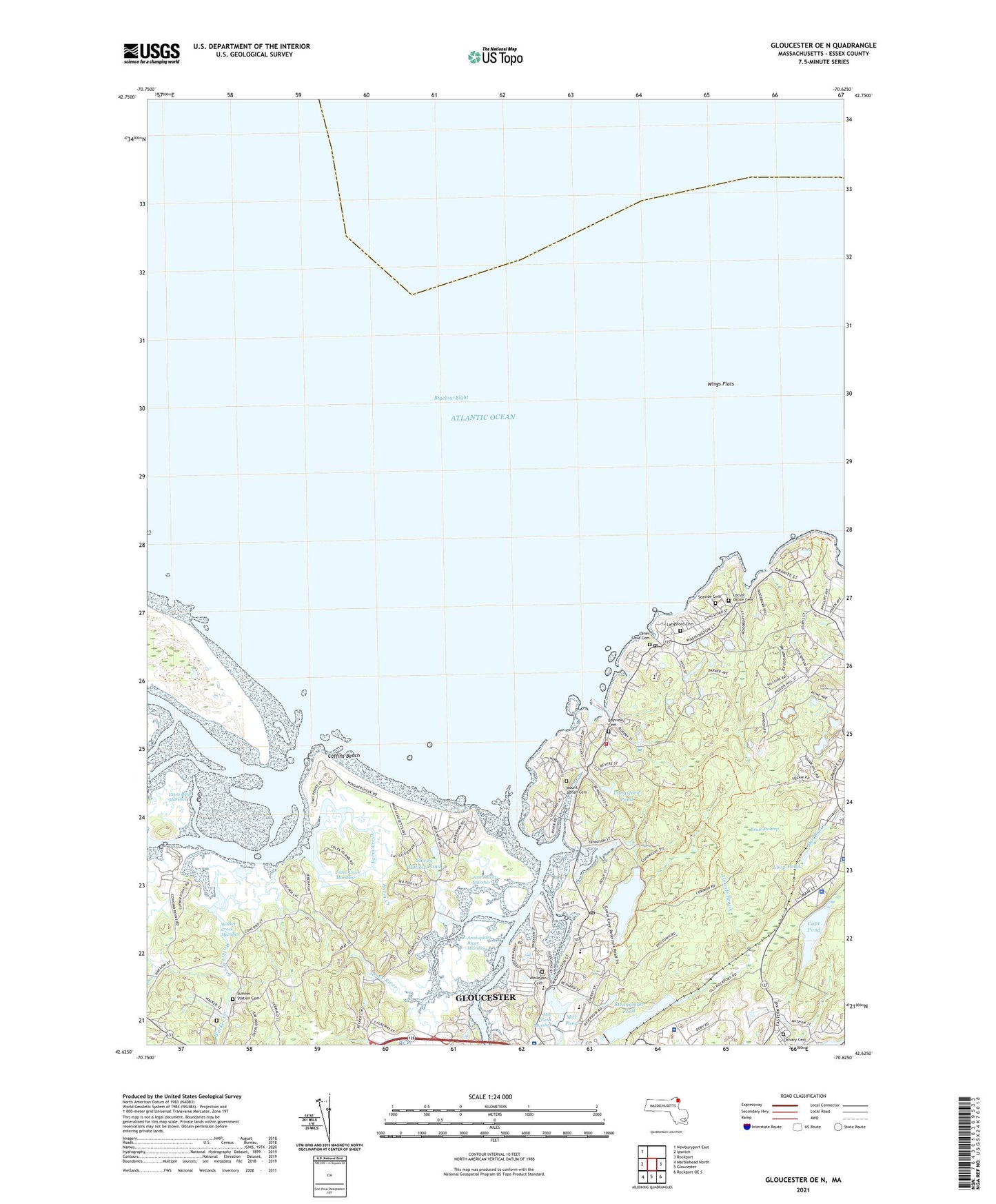 Gloucester OE N Massachusetts US Topo Map Image