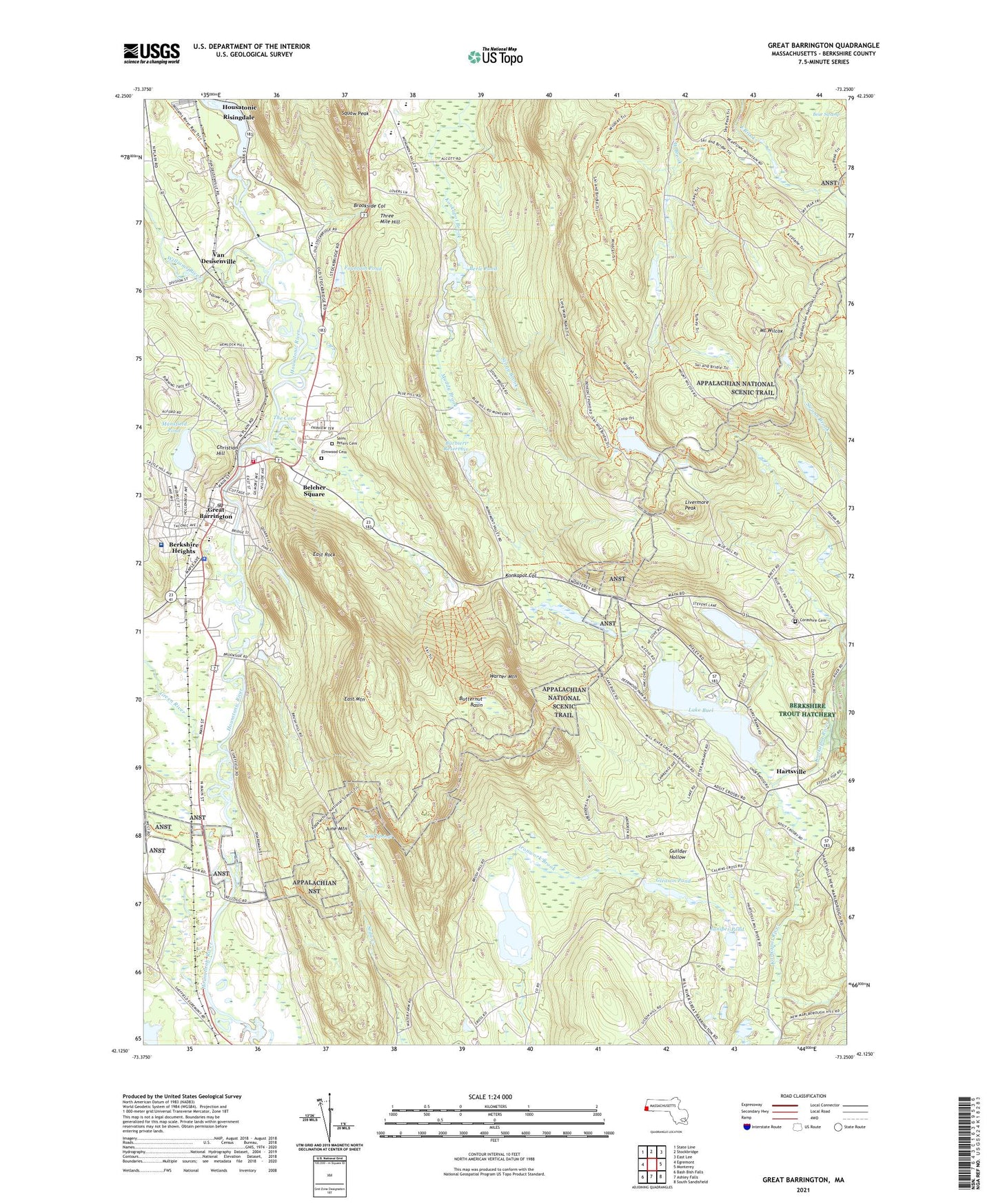 Great Barrington Massachusetts US Topo Map Image