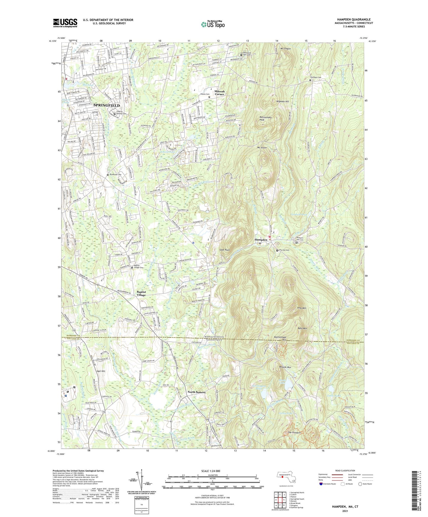 Hampden Massachusetts US Topo Map Image