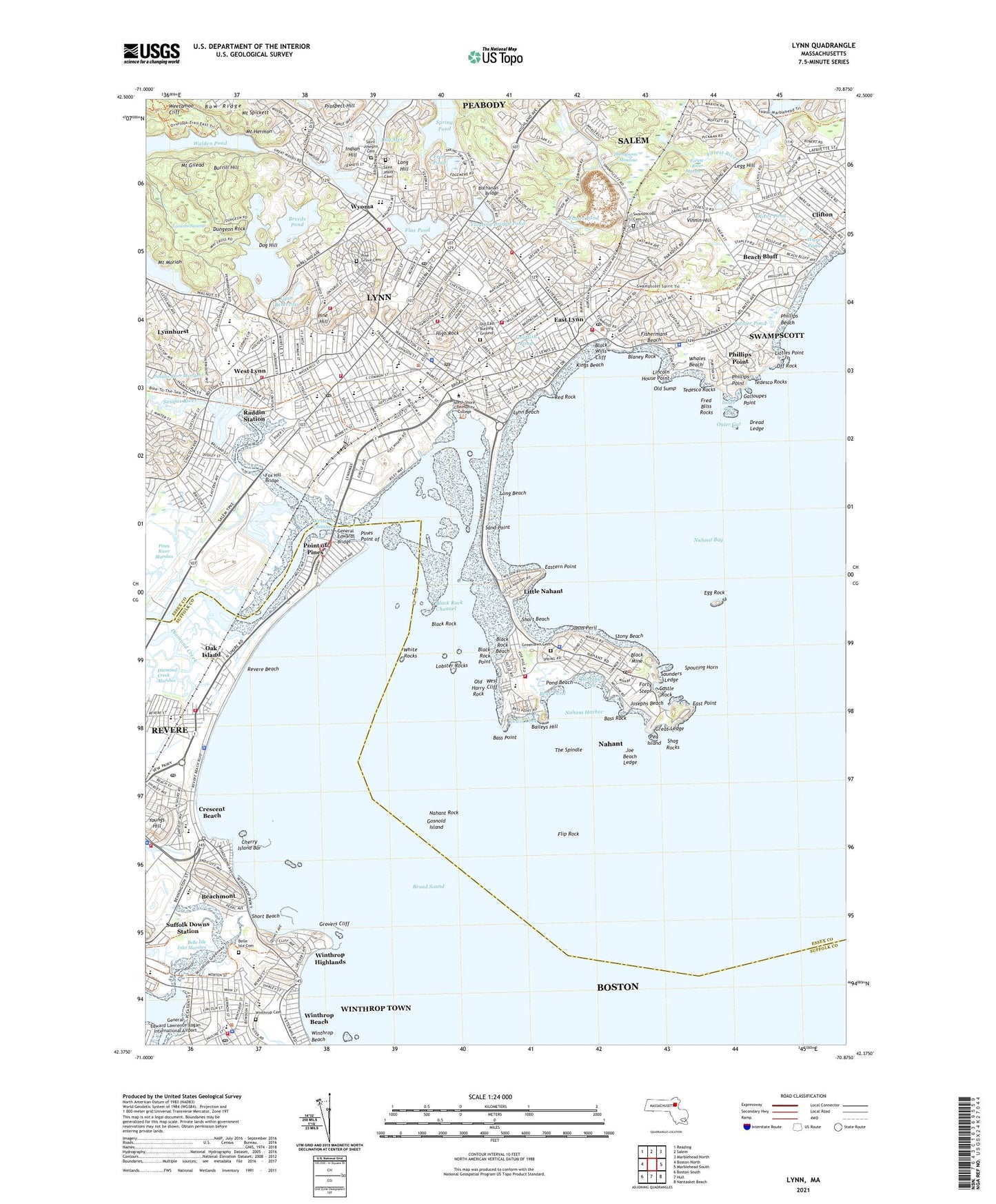 Lynn Massachusetts US Topo Map Image