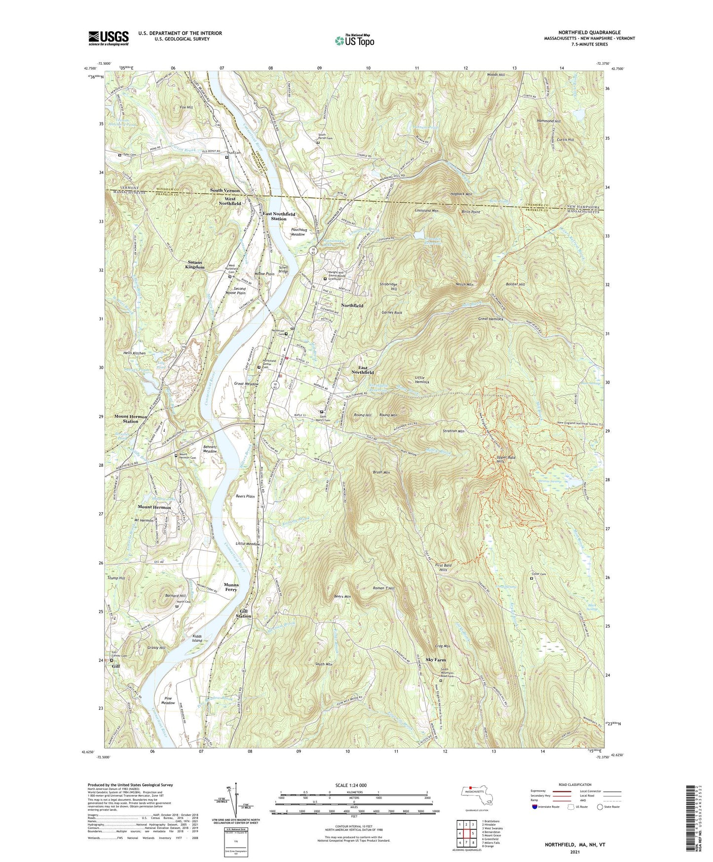 Northfield Massachusetts US Topo Map Image