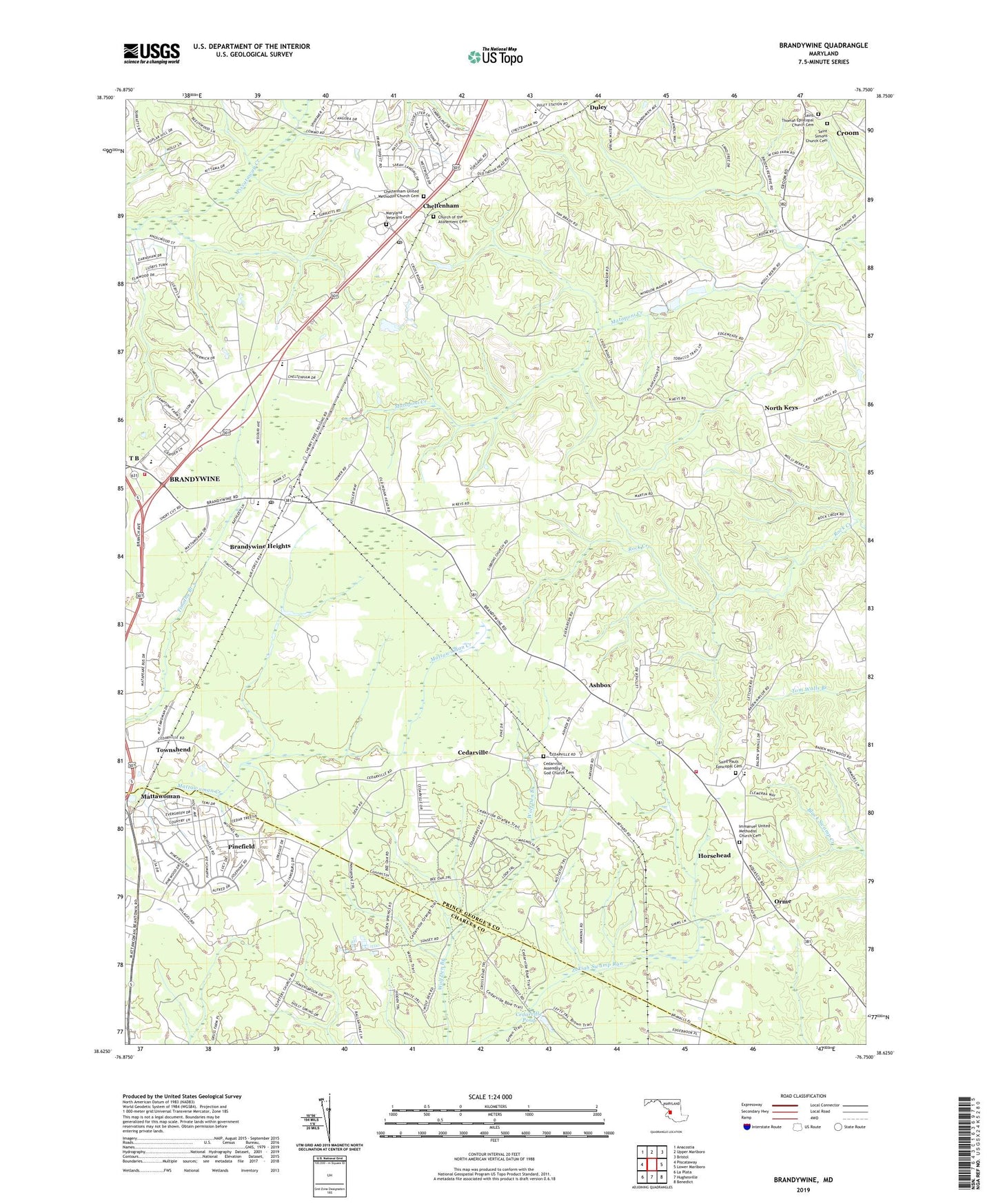 Brandywine Maryland US Topo Map Image