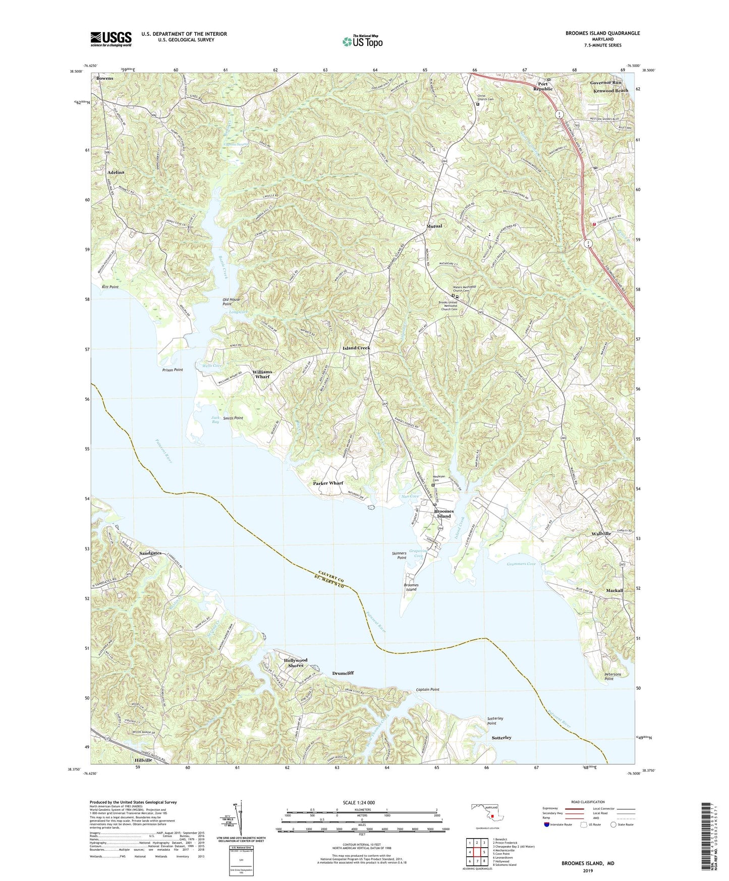 Broomes Island Maryland US Topo Map Image