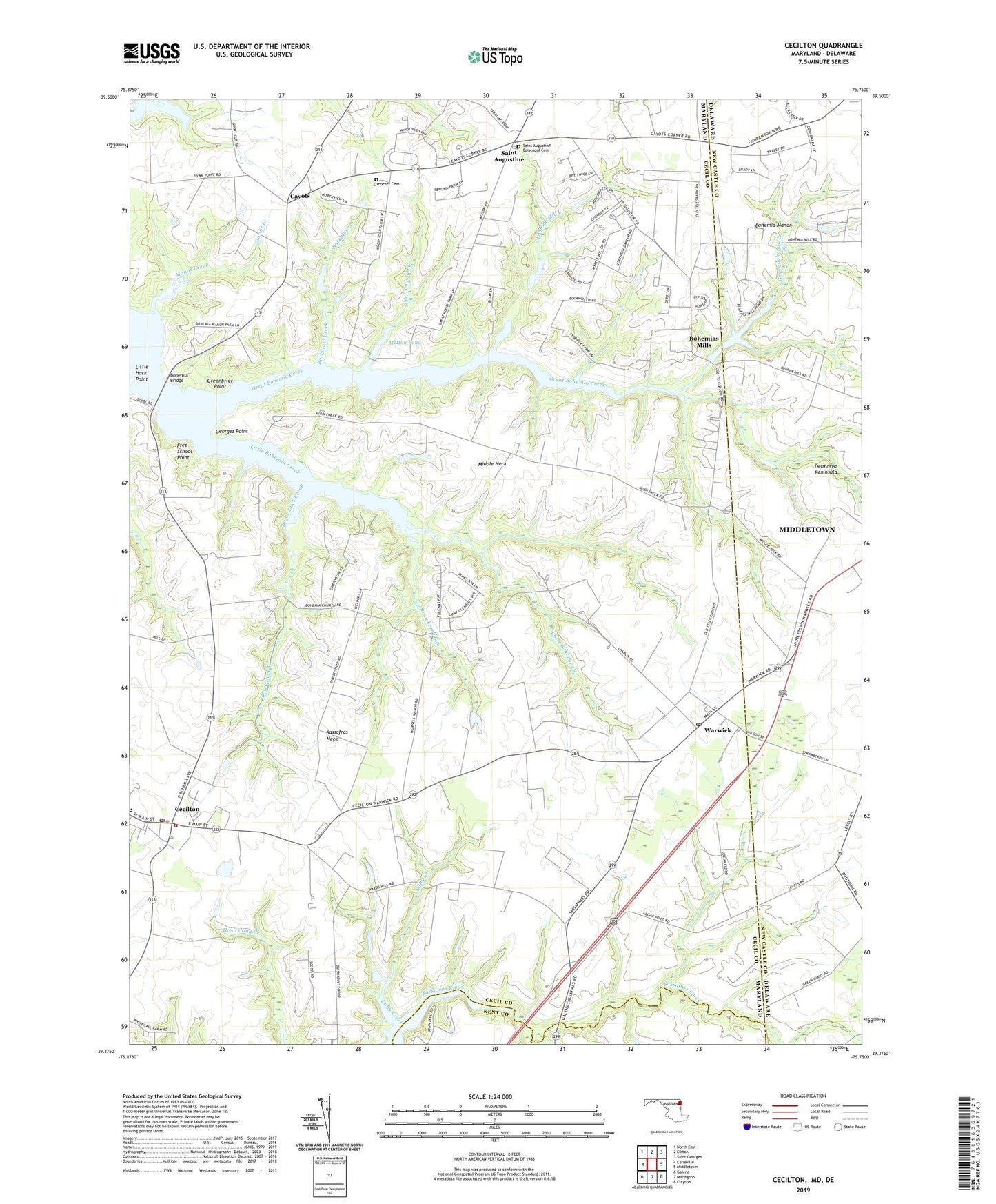 Cecilton Maryland US Topo Map Image