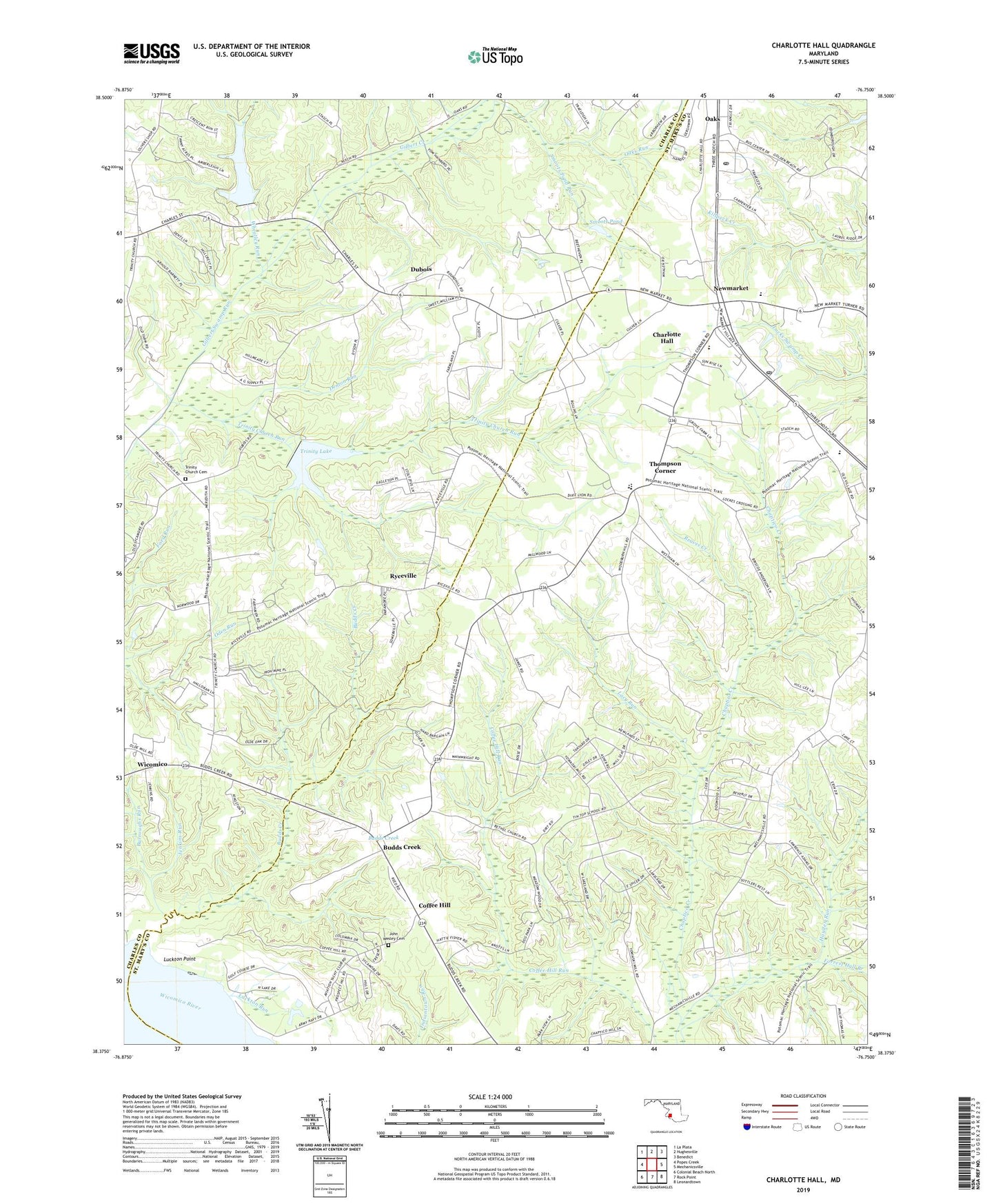 Charlotte Hall Maryland US Topo Map Image