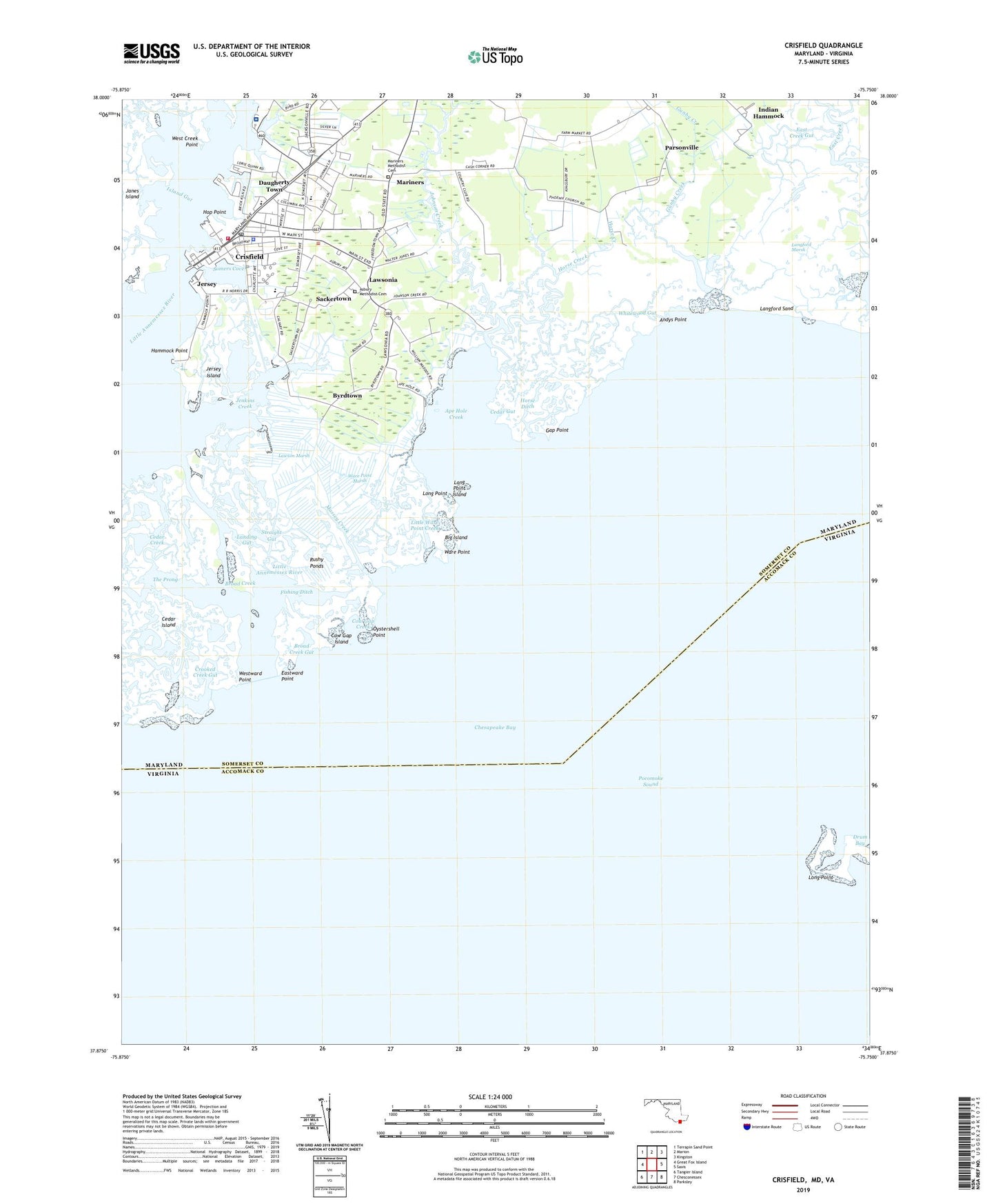 Crisfield Maryland US Topo Map Image