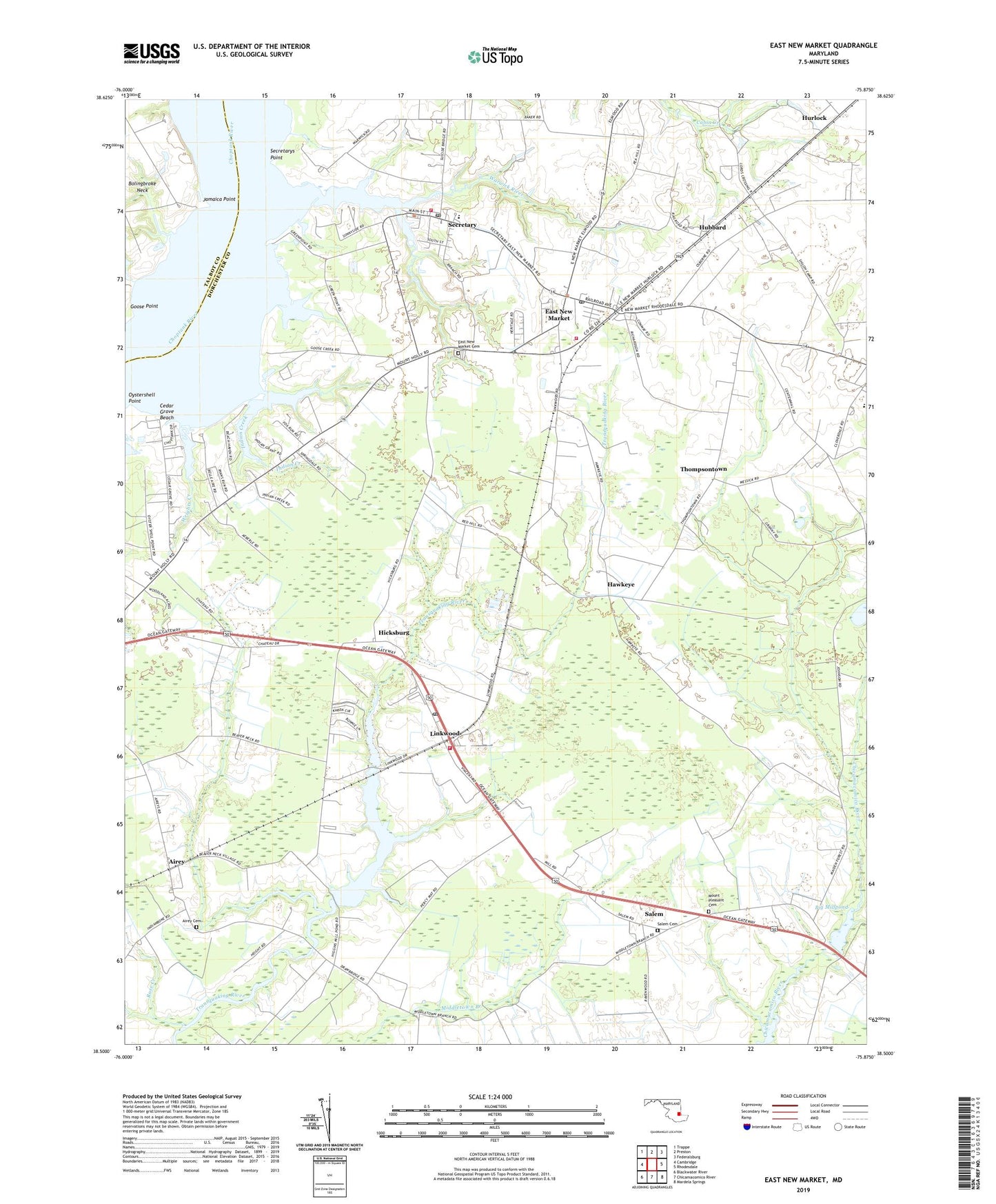 East New Market Maryland US Topo Map Image