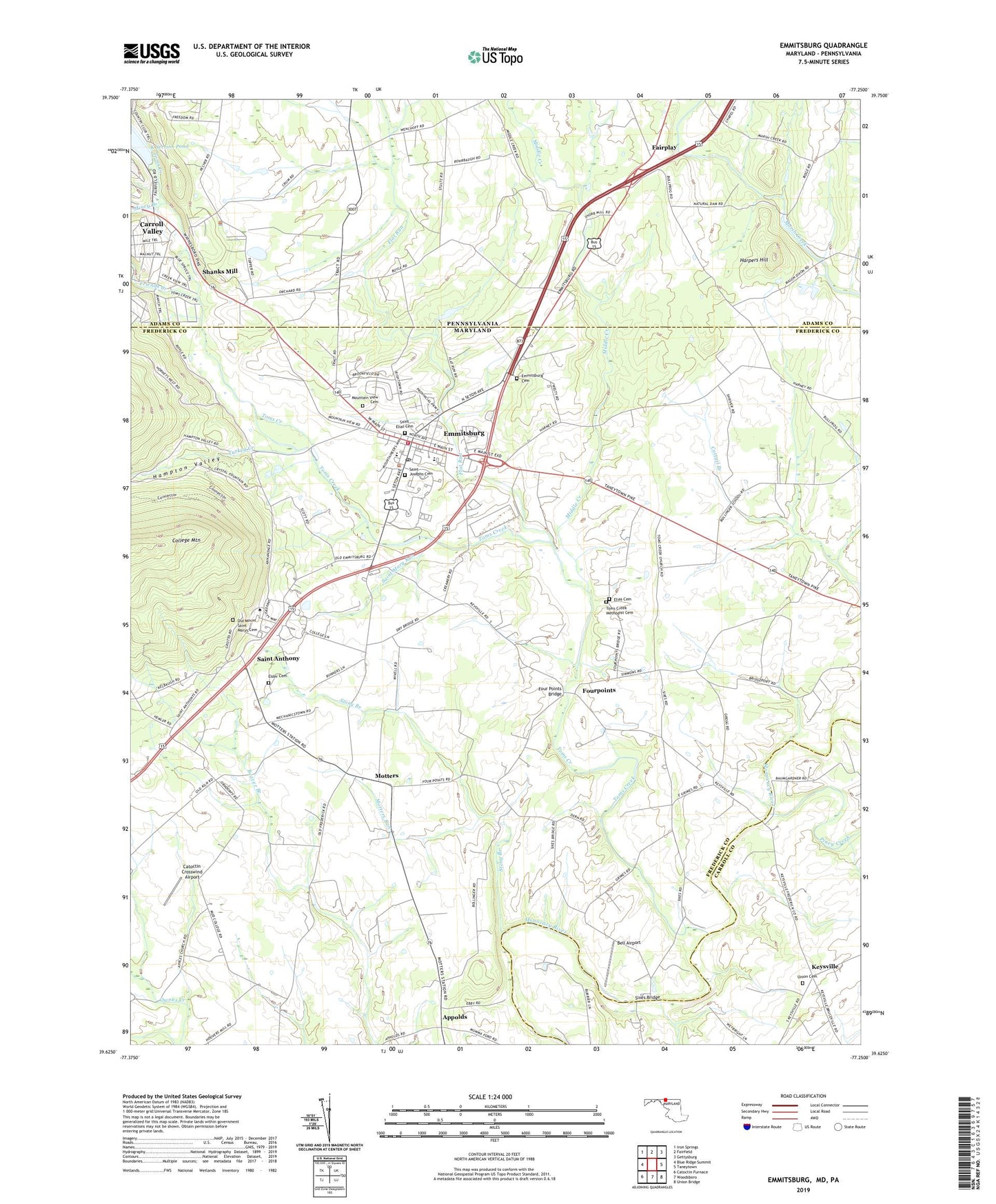 Emmitsburg Maryland US Topo Map Image