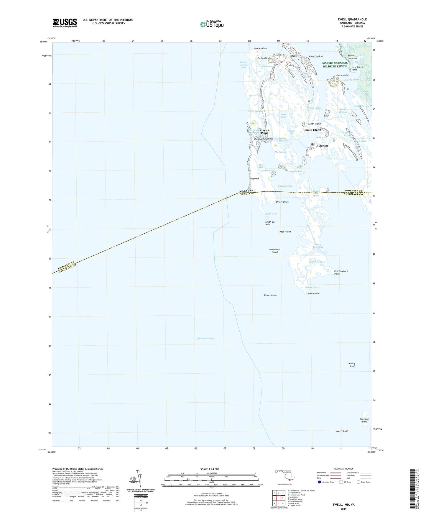 Ewell Maryland US Topo Map Image