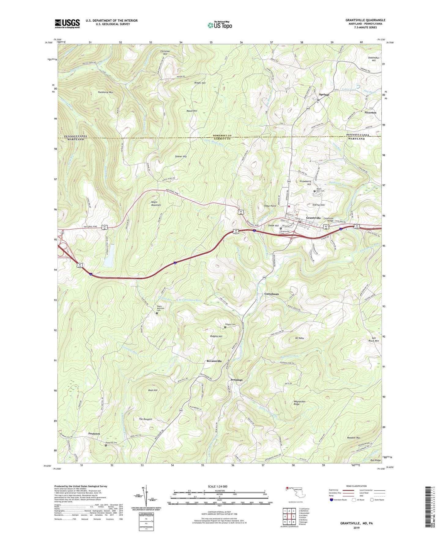 Grantsville Maryland US Topo Map Image