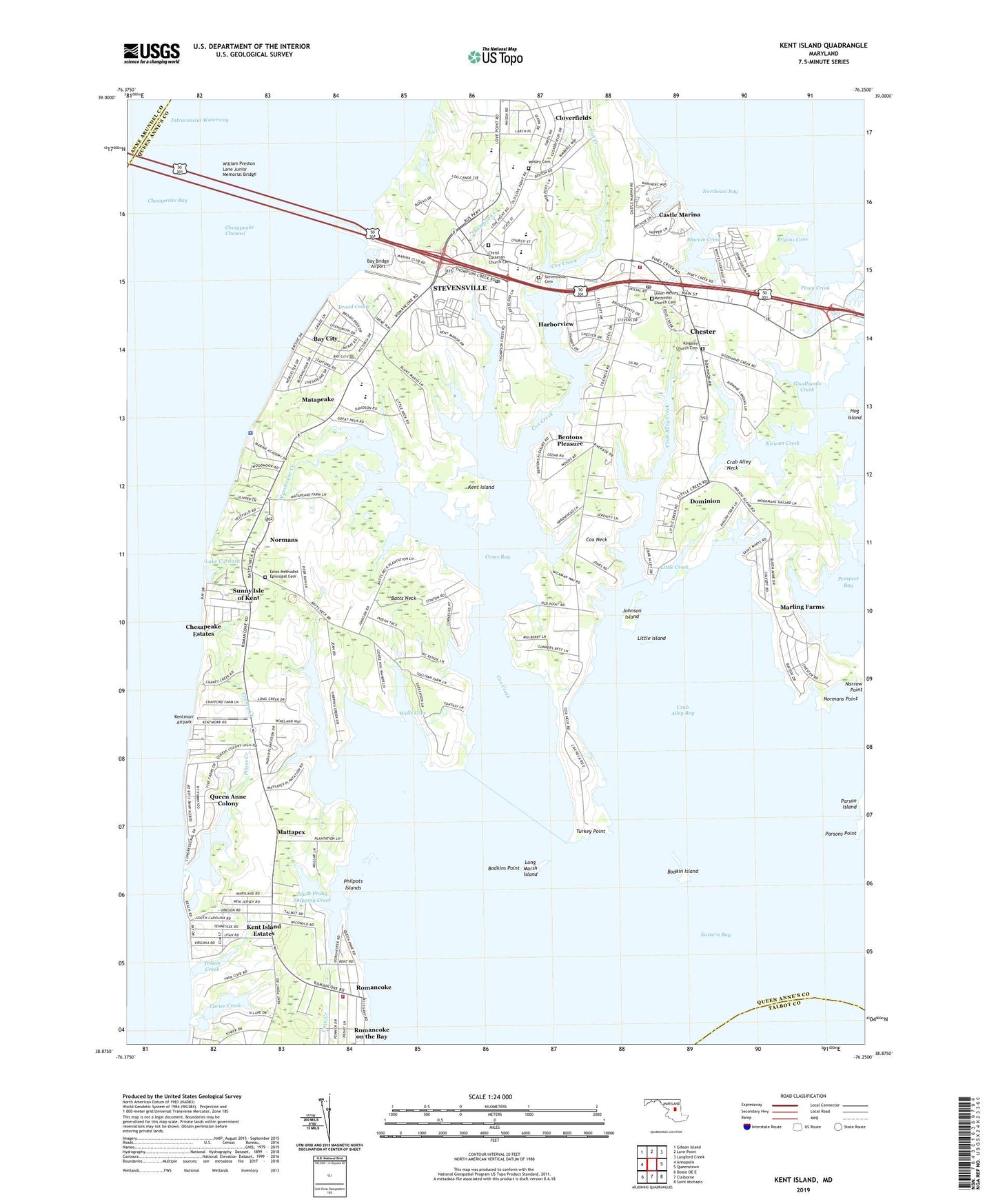Kent Island Maryland US Topo Map Image