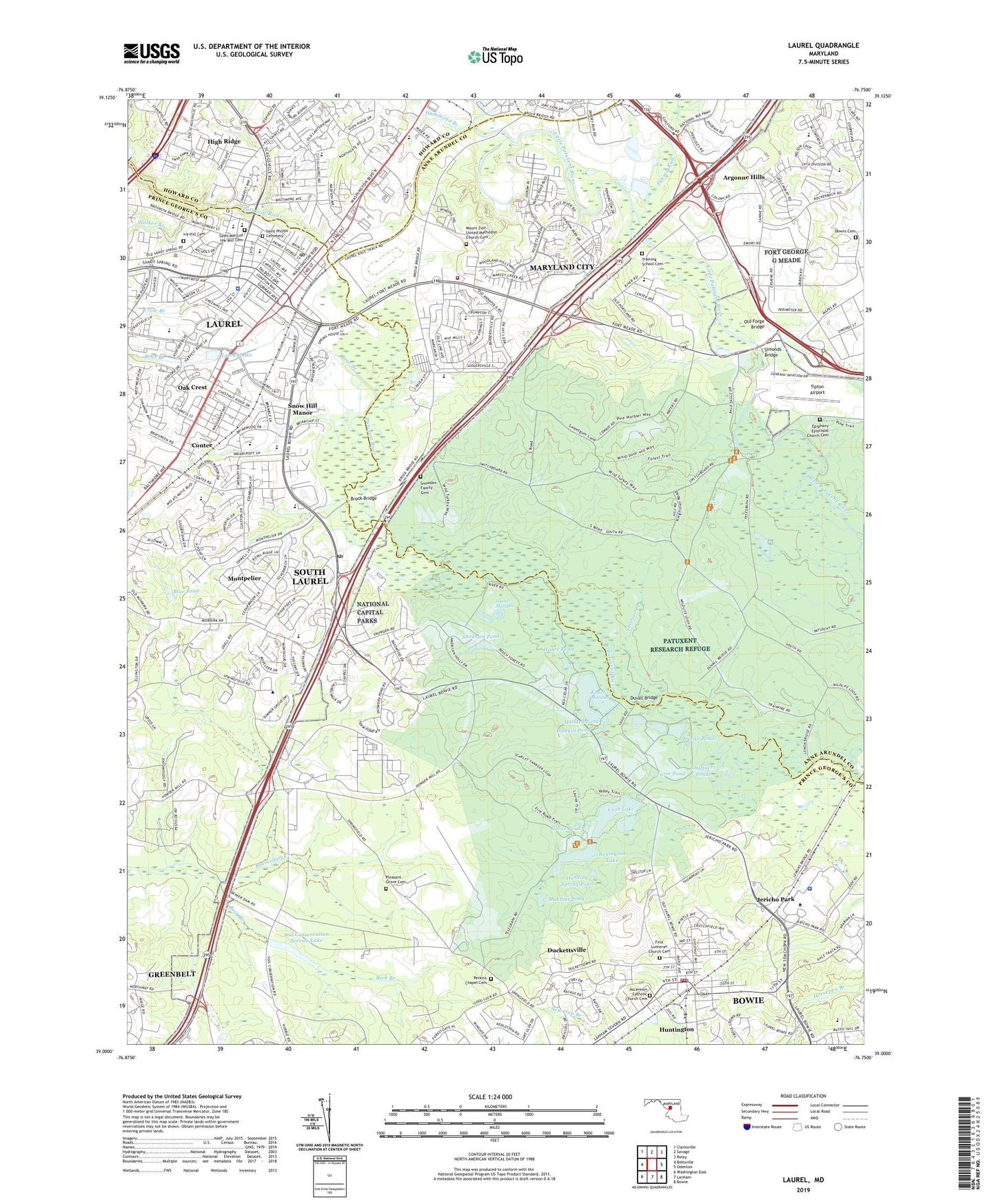 Laurel Maryland US Topo Map Image