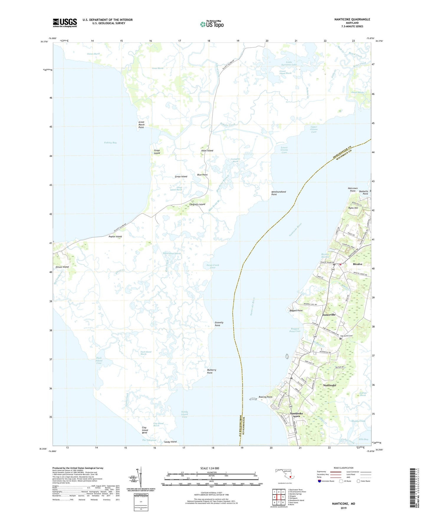 Nanticoke Maryland US Topo Map Image