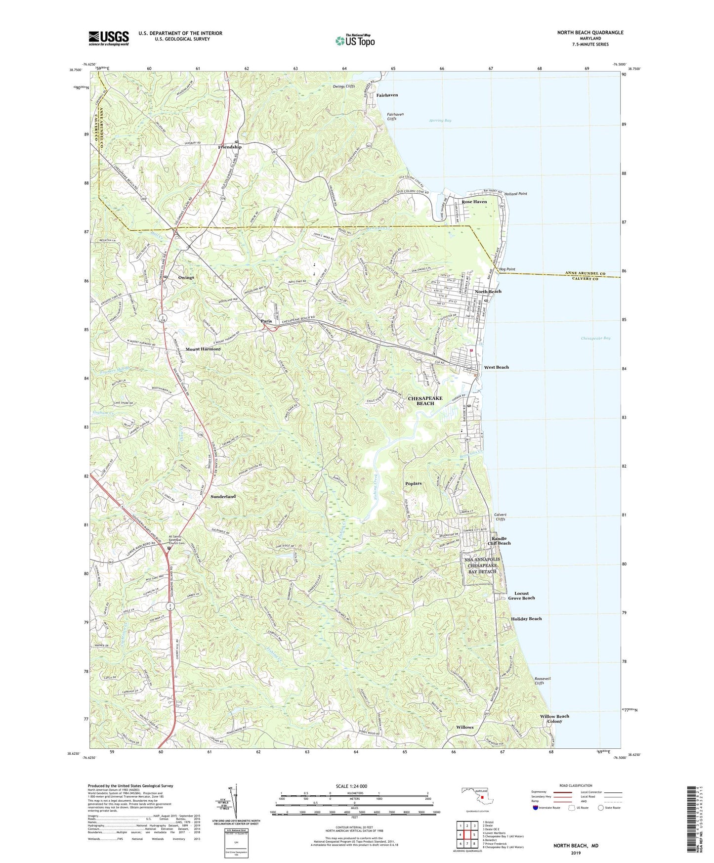 North Beach Maryland US Topo Map Image