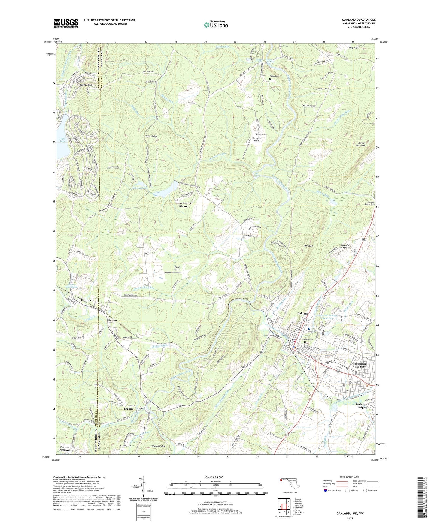 Oakland Maryland US Topo Map Image