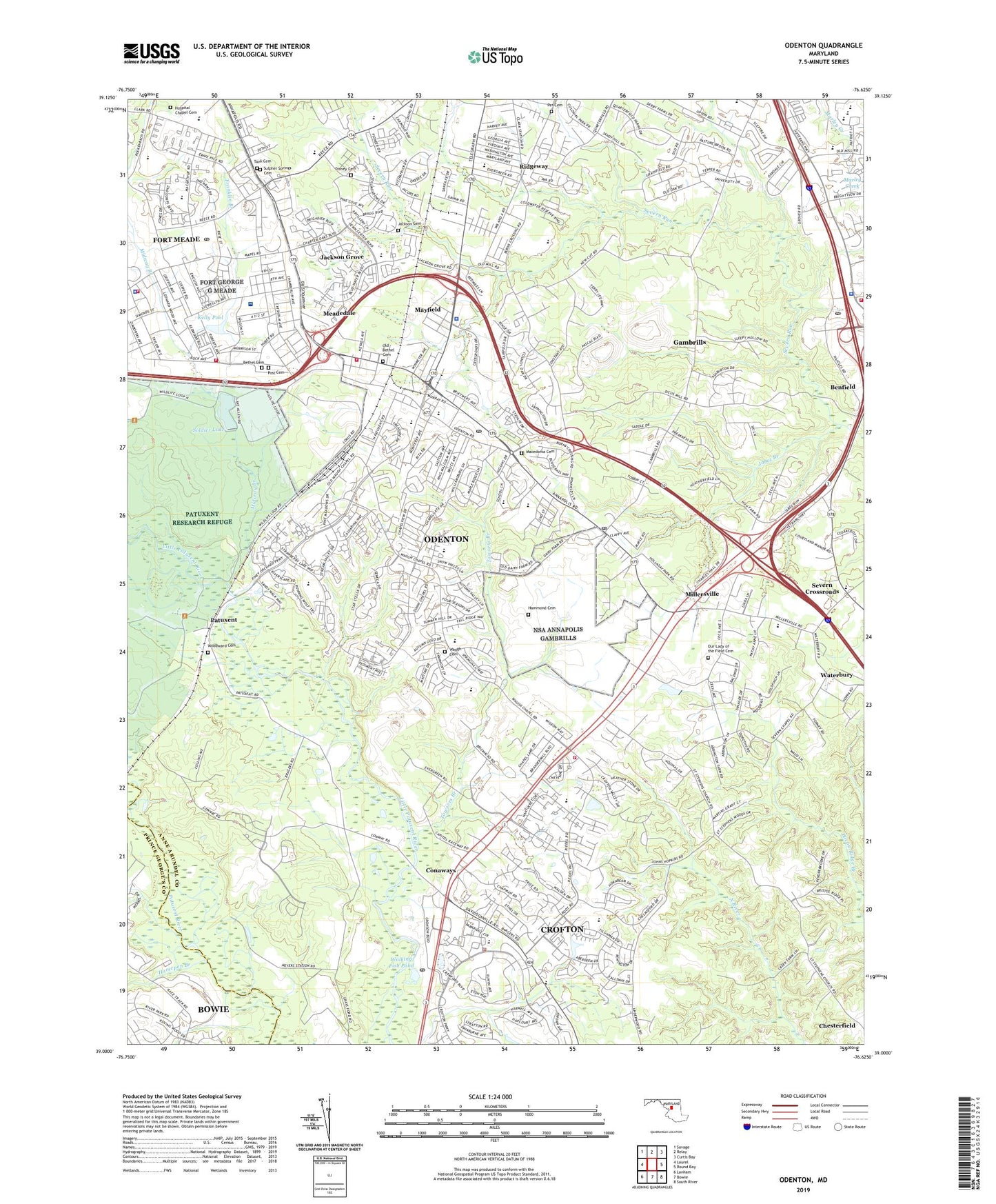 Odenton Maryland US Topo Map Image