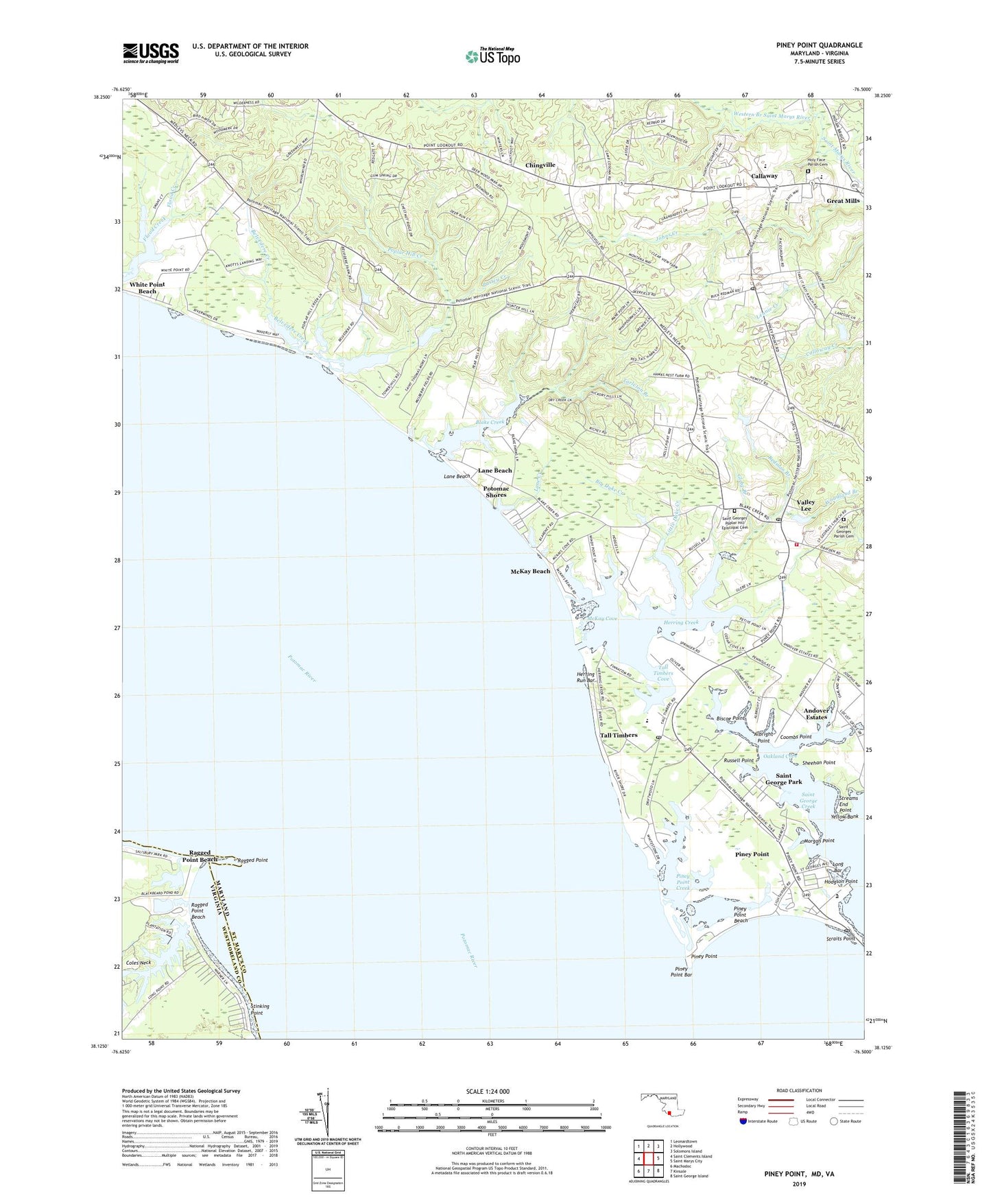 Piney Point Maryland US Topo Map Image