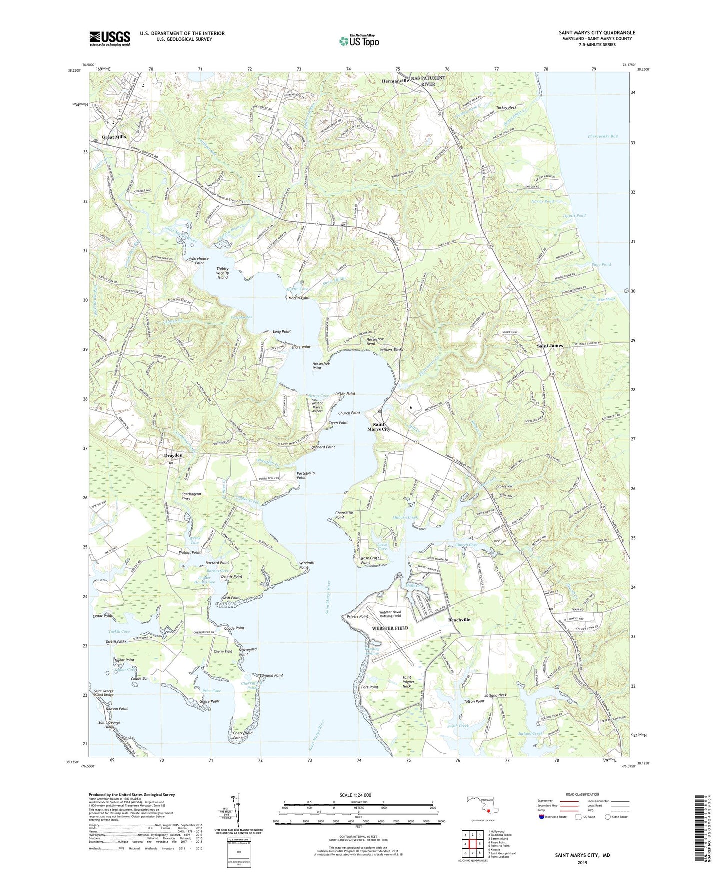 Saint Marys City Maryland US Topo Map Image