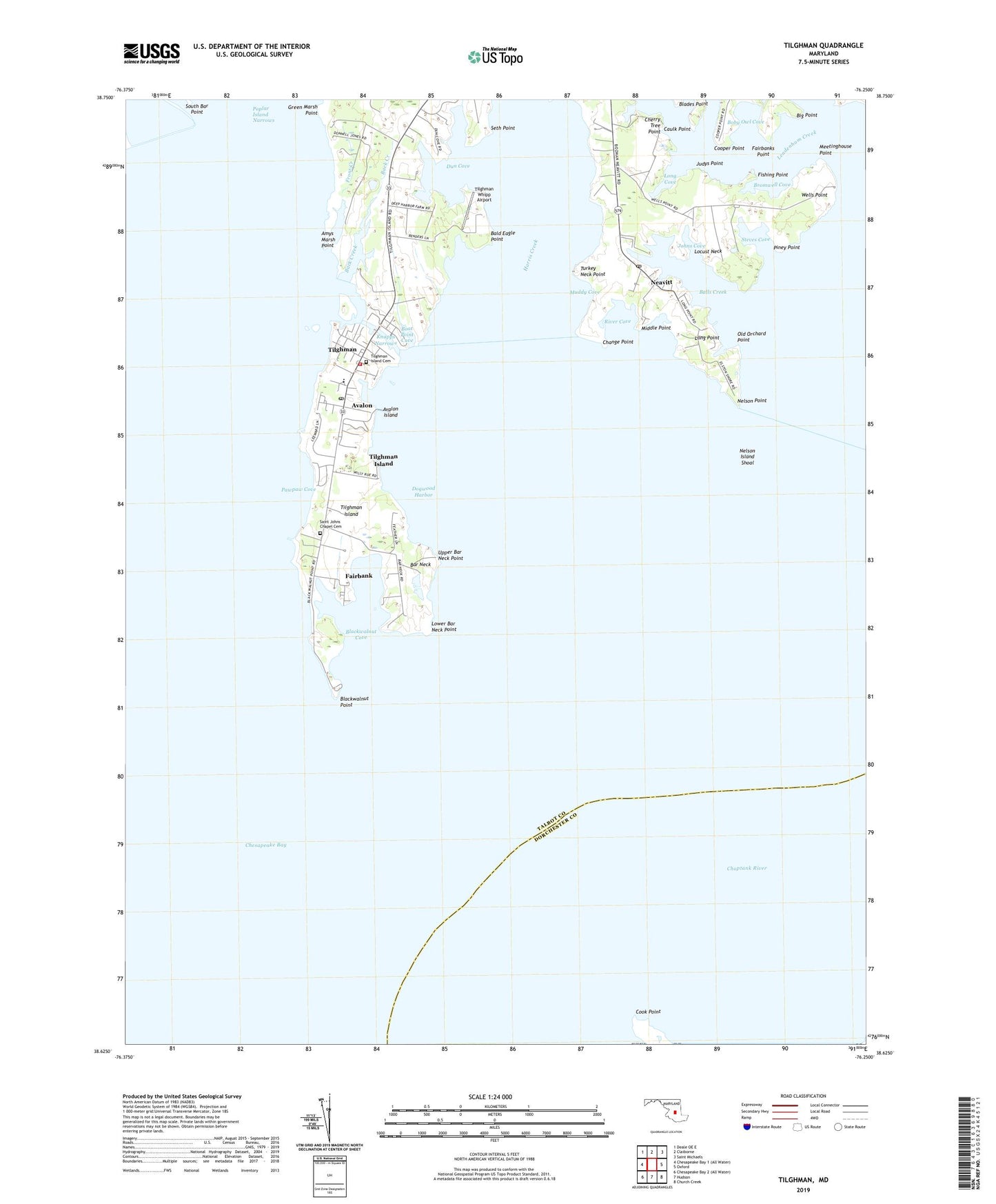 Tilghman Maryland US Topo Map Image