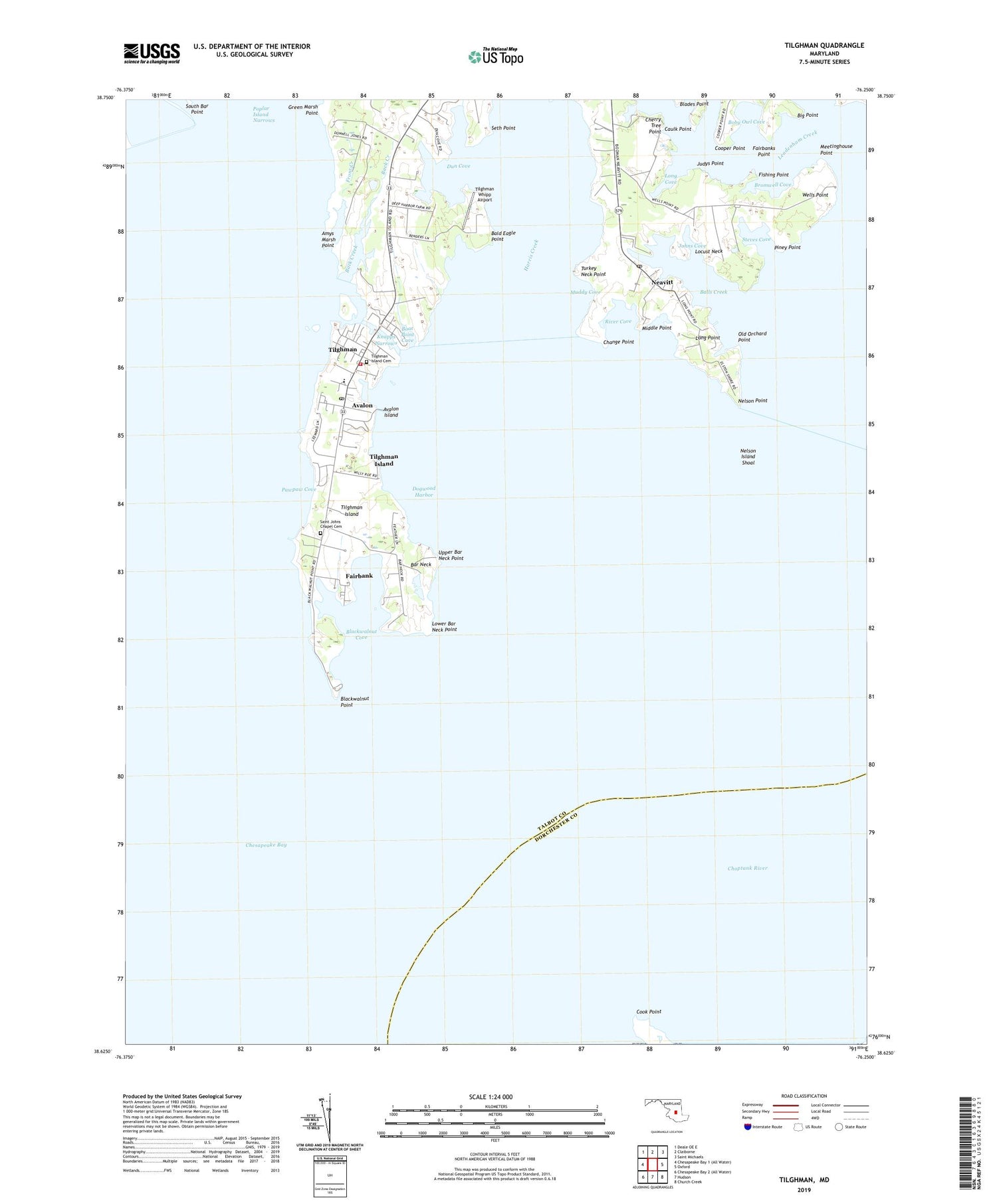 Tilghman Maryland US Topo Map Image