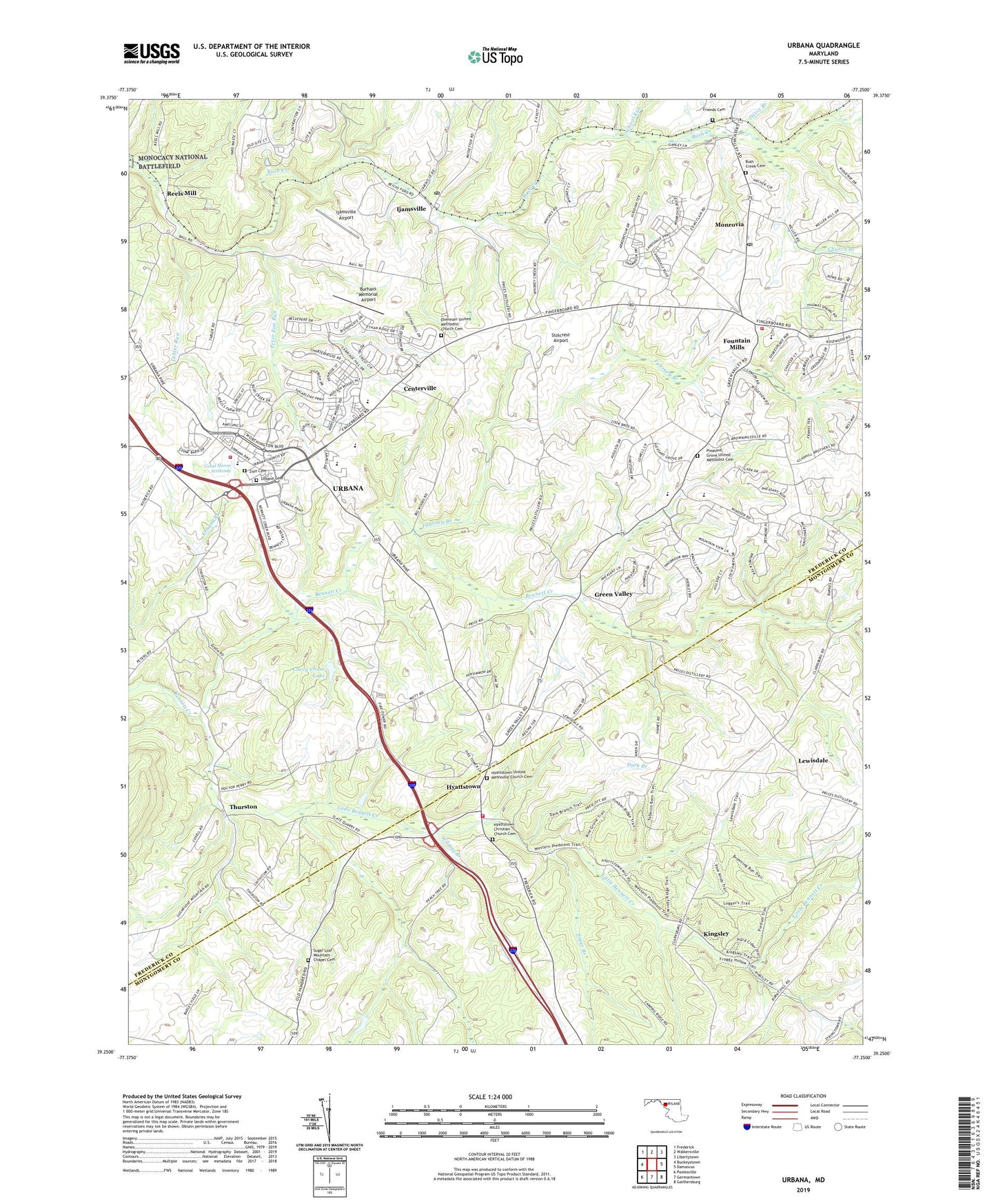 Urbana Maryland US Topo Map Image