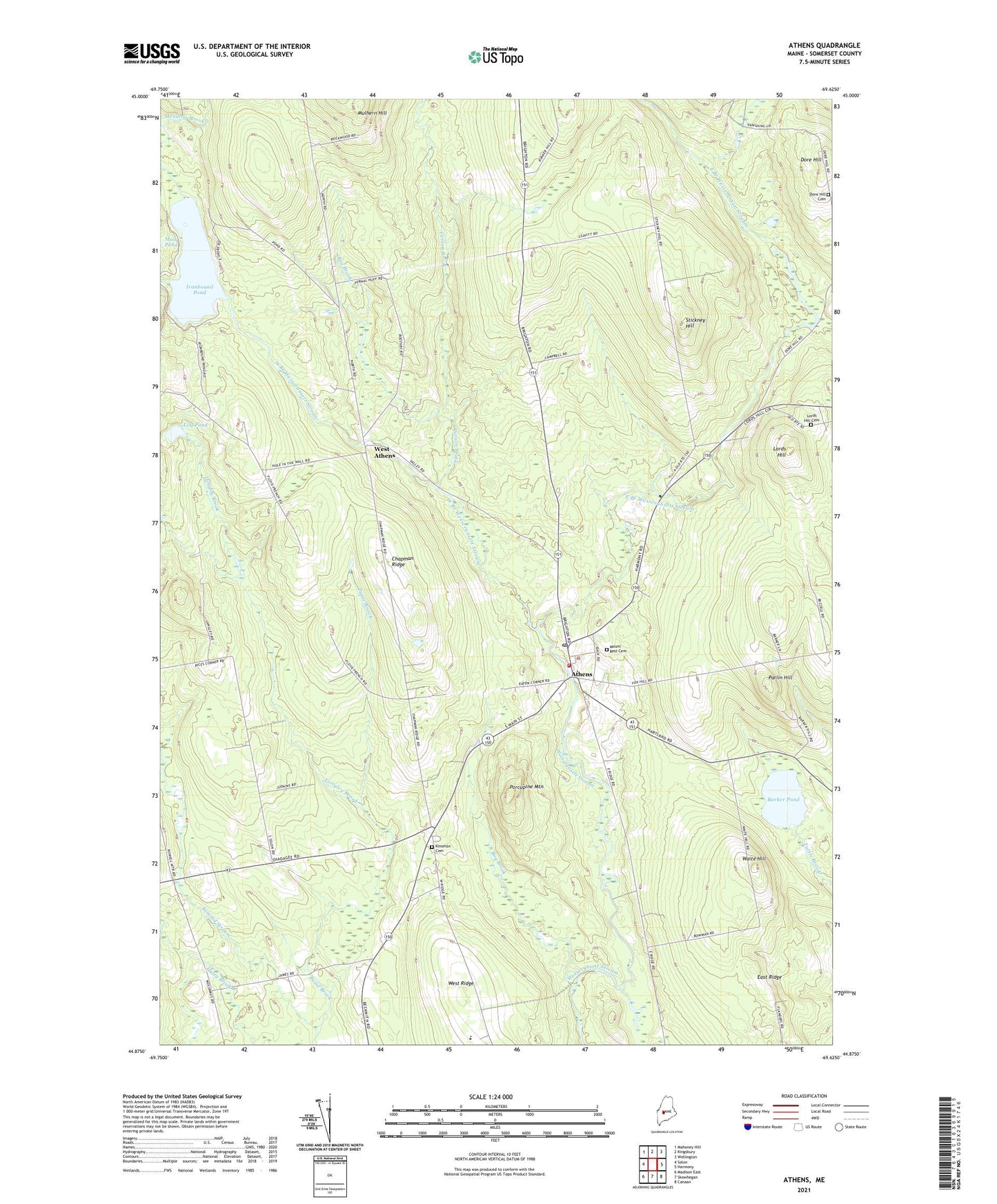 Athens Maine US Topo Map Image