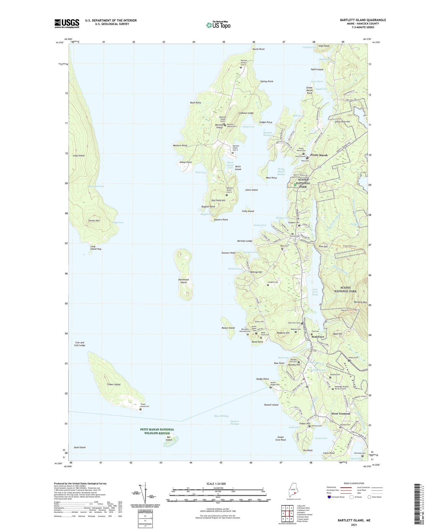 Bartlett Island Maine US Topo Map Image